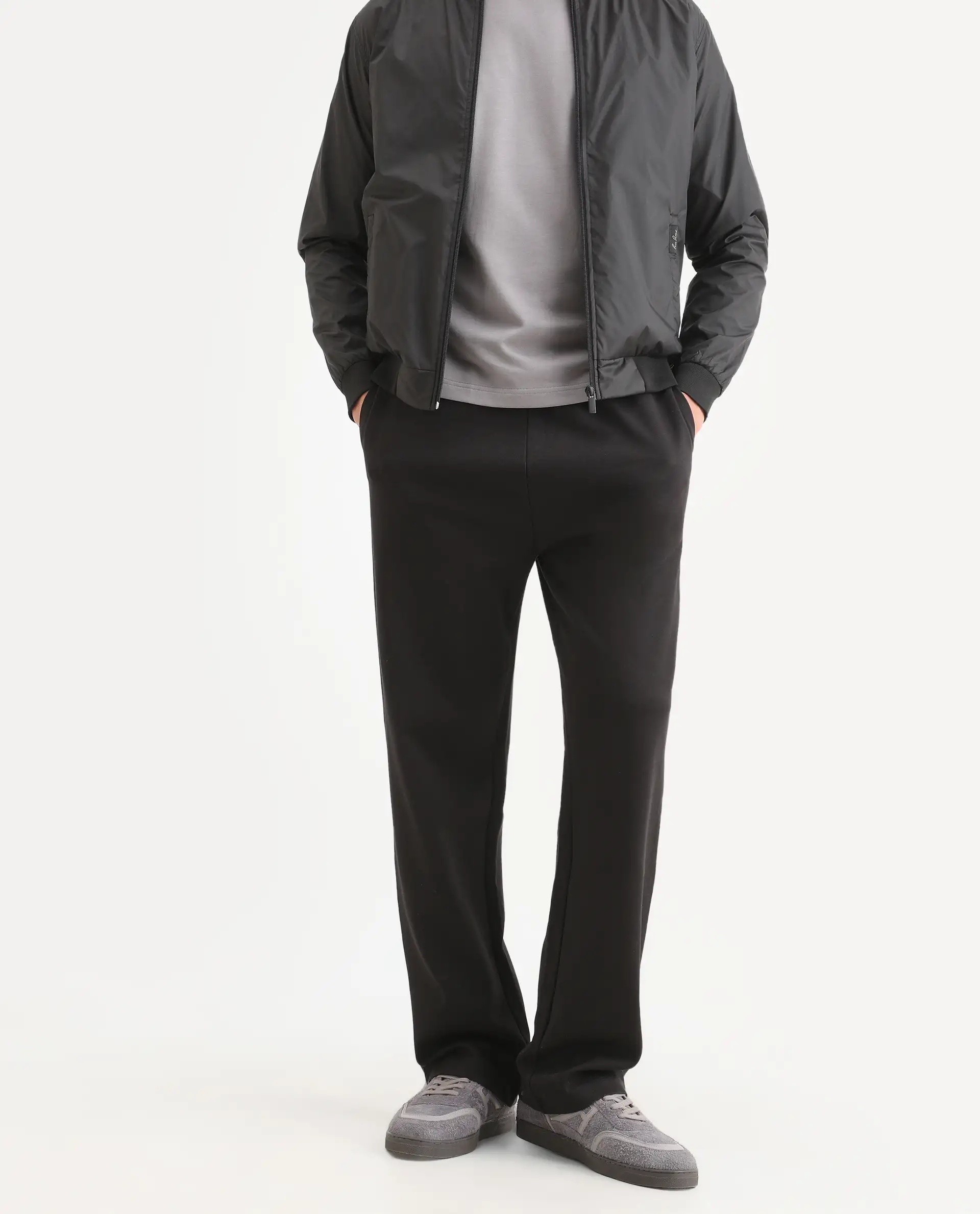 Rare Rabbit Men's Ricot-B Black Cotton Blend Printed Regular Fit Track Pant - Image 3