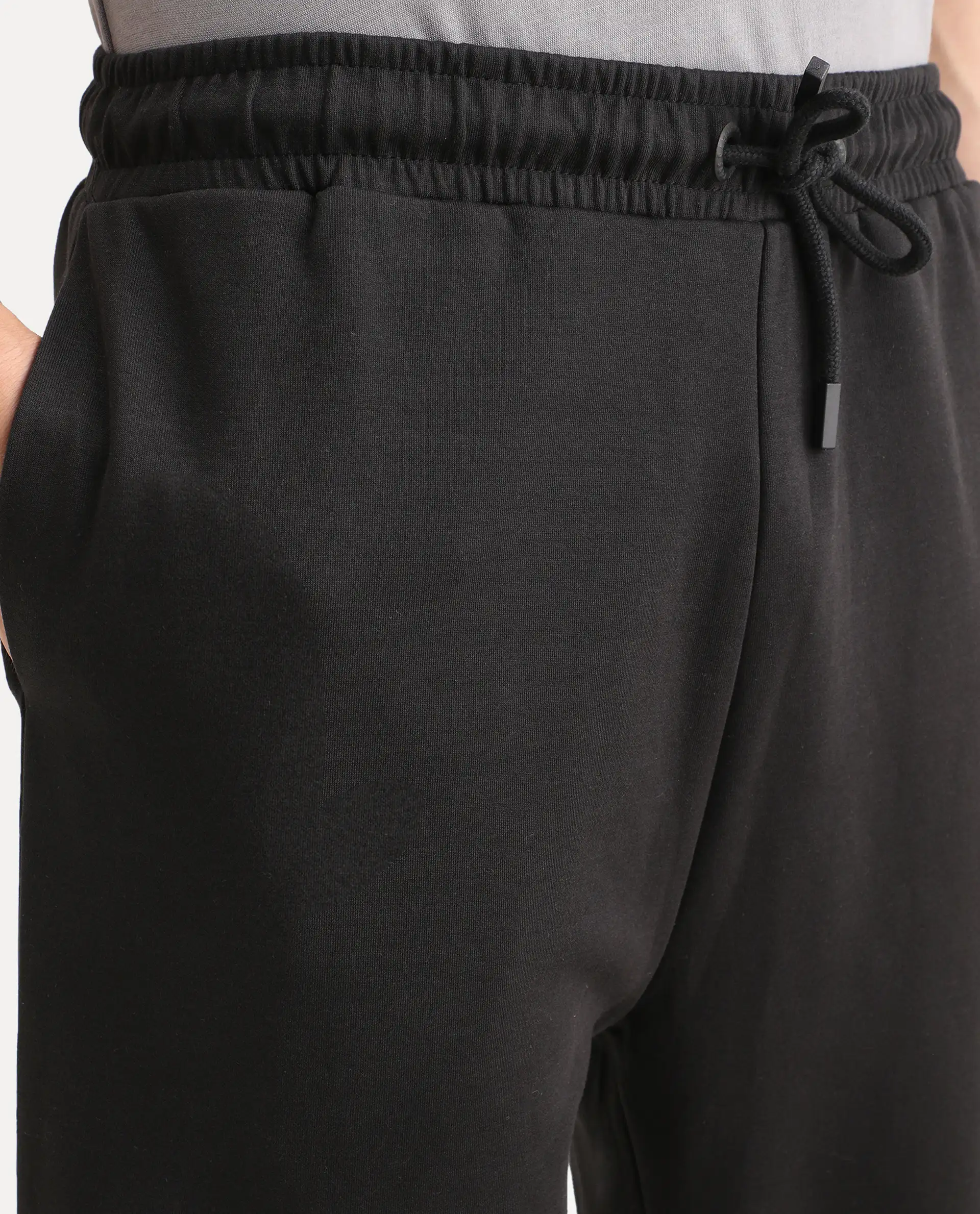 Rare Rabbit Men's Ricot-B Black Cotton Blend Printed Regular Fit Track Pant - Image 4