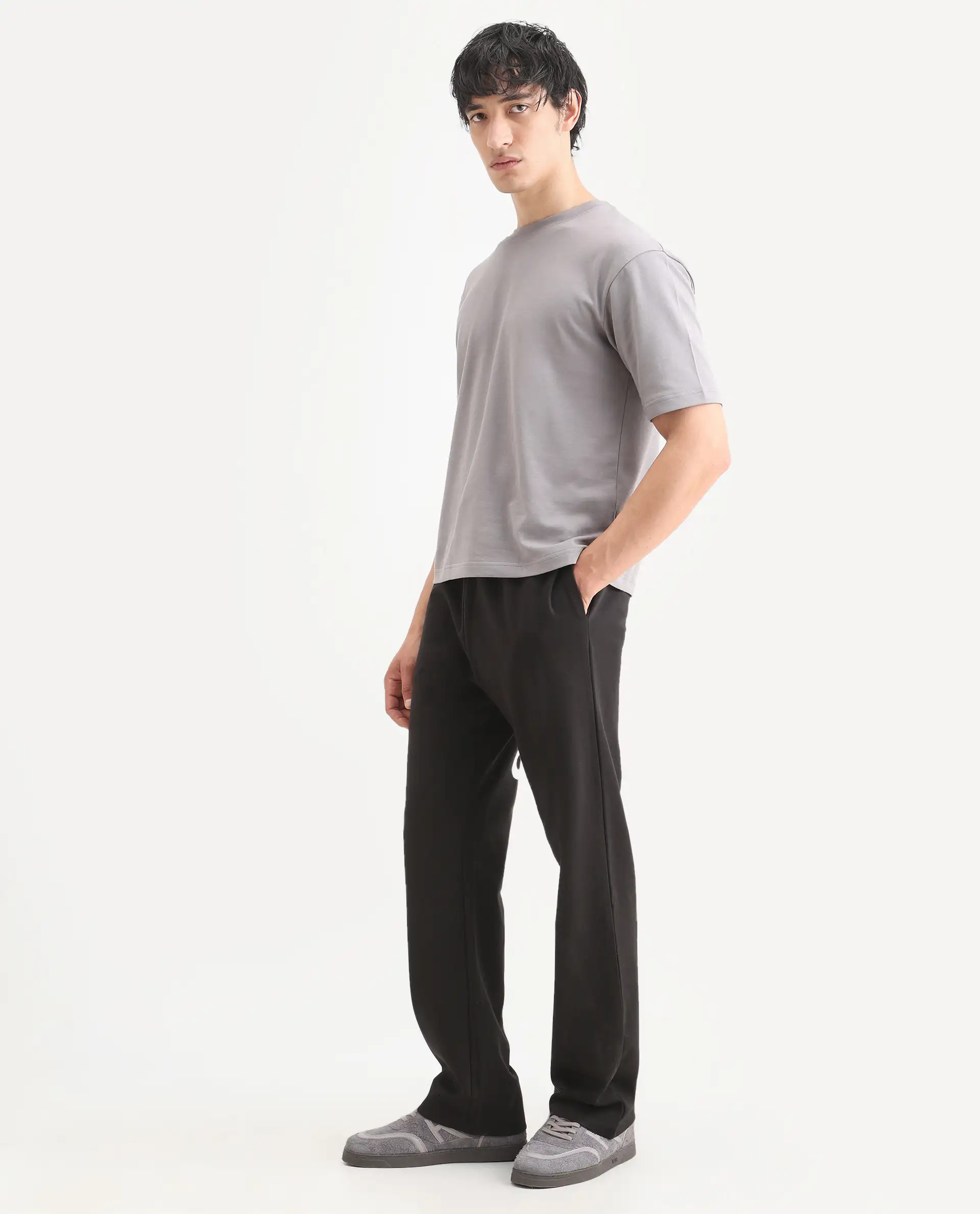 Rare Rabbit Men's Ricot-B Black Cotton Blend Printed Regular Fit Track Pant - Image 6