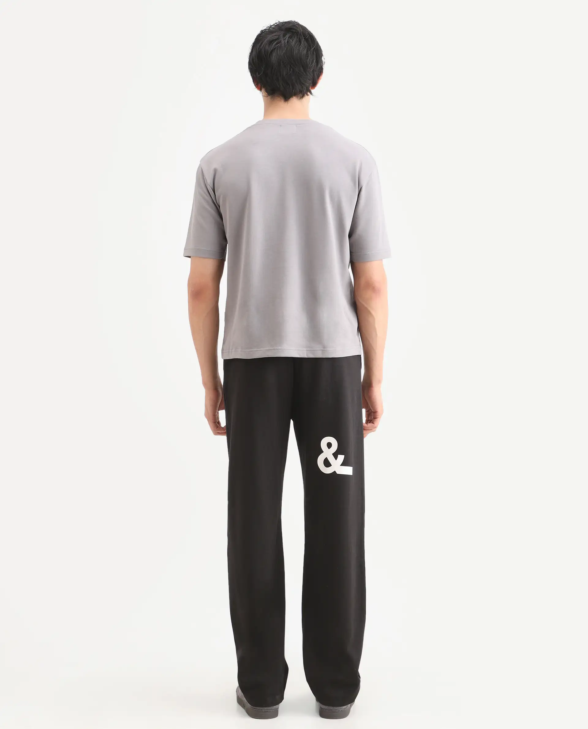 Rare Rabbit Men's Ricot-B Black Cotton Blend Printed Regular Fit Track Pant - Image 8