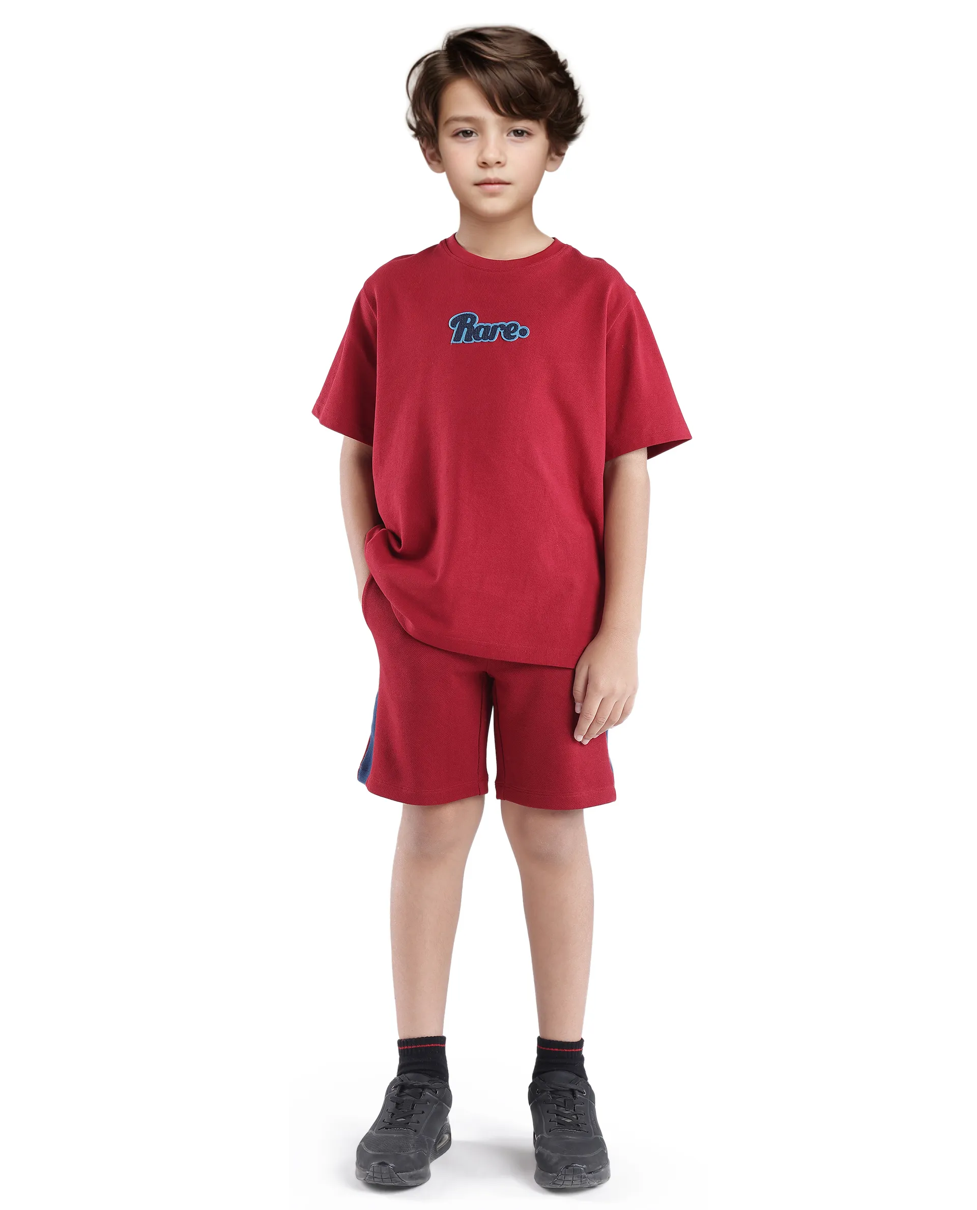 Rare Ones Kids Ride Dark Red Cotton Half Sleeves Crew Neck Embroidered T-Shirt - Image 2