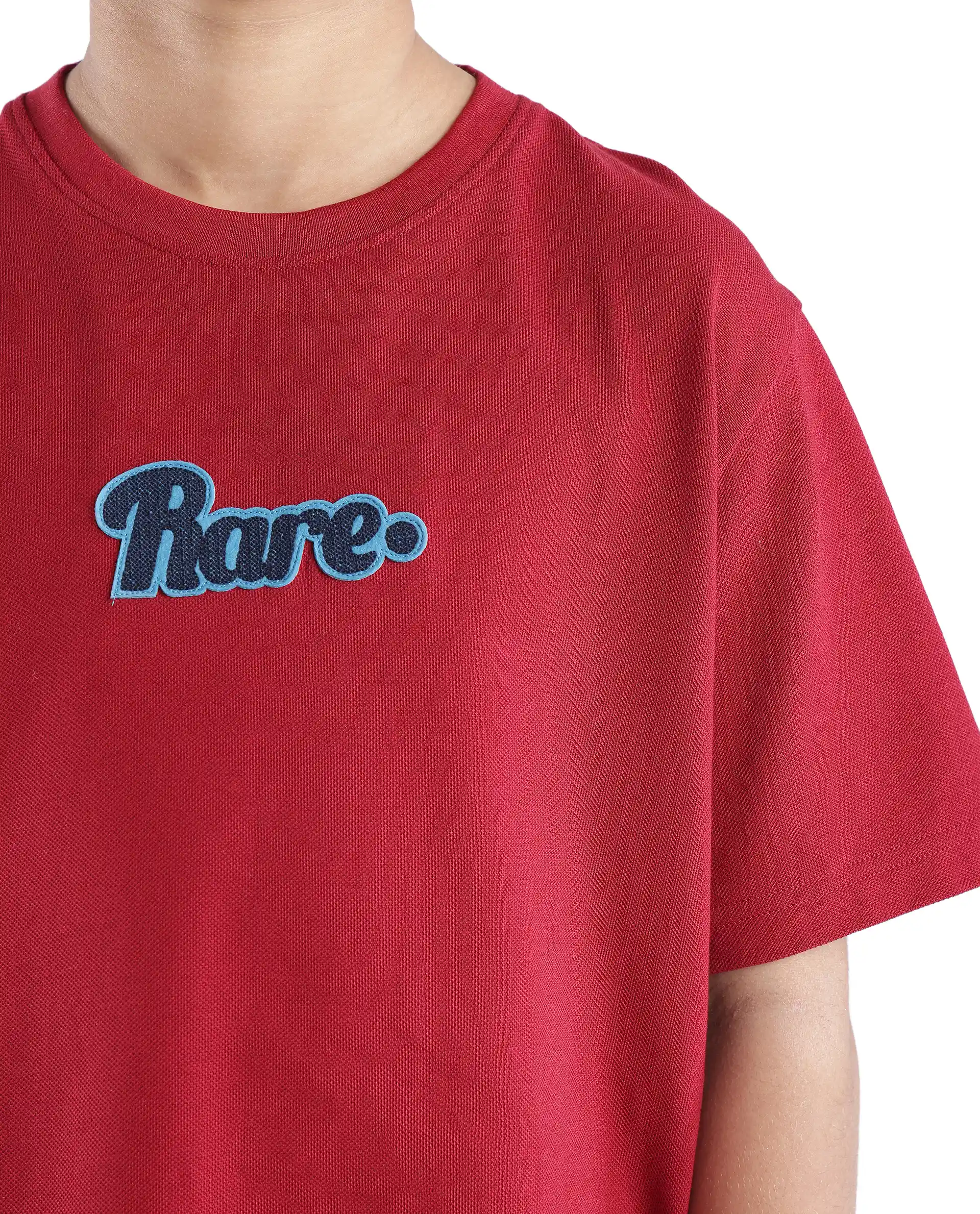 Rare Ones Kids Ride Dark Red Cotton Half Sleeves Crew Neck Embroidered T-Shirt - Image 3