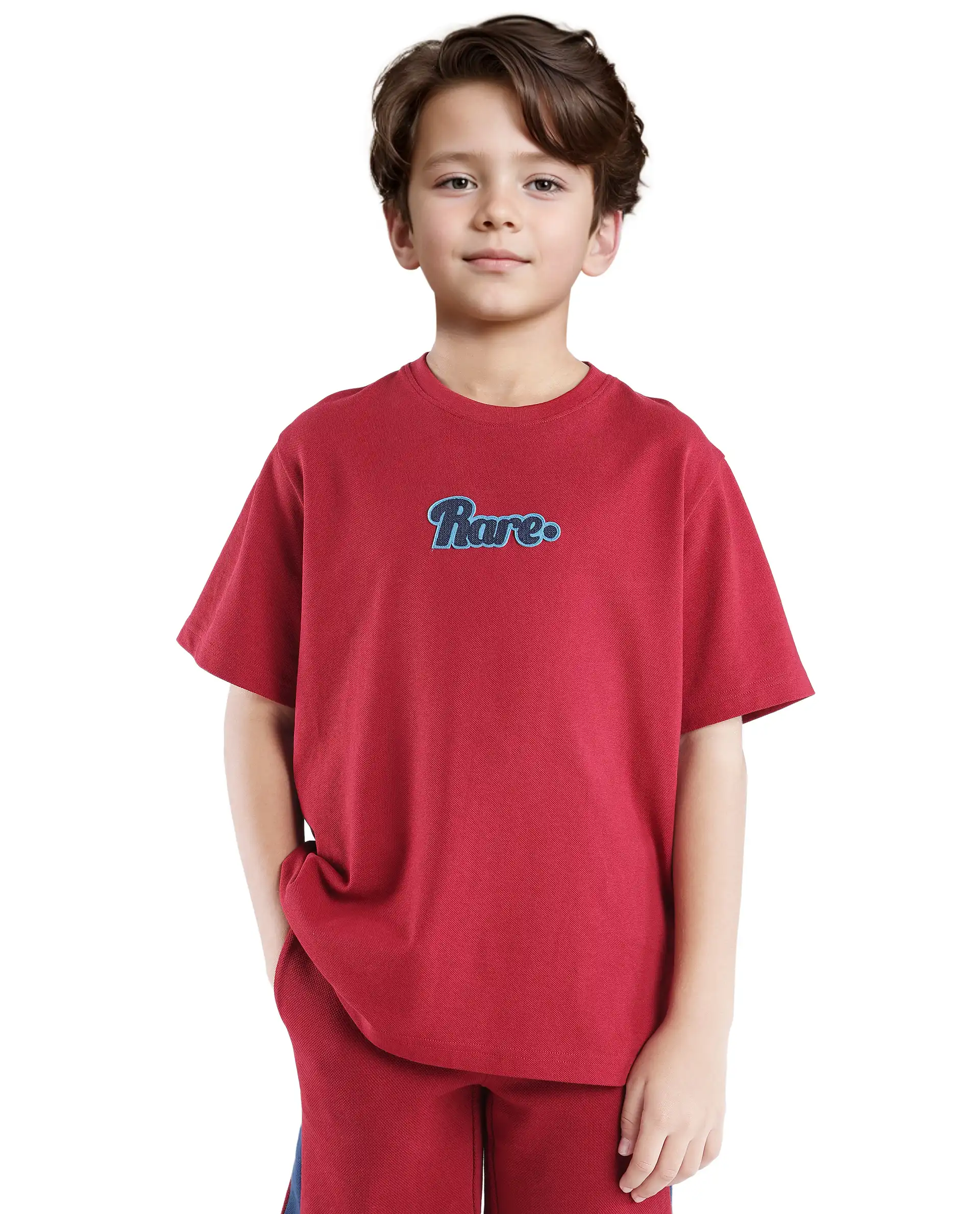 Rare Ones Kids Ride Dark Red Cotton Half Sleeves Crew Neck Embroidered T-Shirt - Image 5