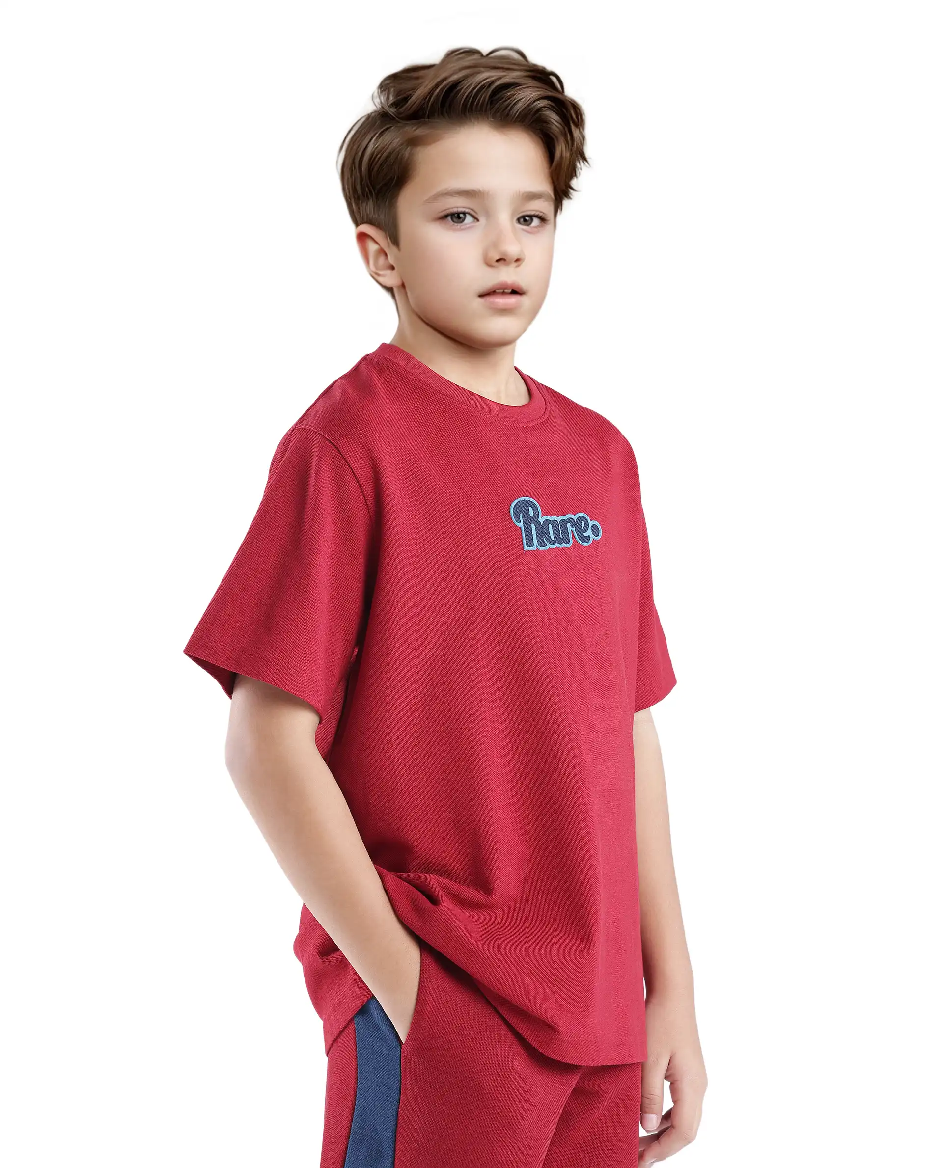 Rare Ones Kids Ride Dark Red Cotton Half Sleeves Crew Neck Embroidered T-Shirt - Image 6