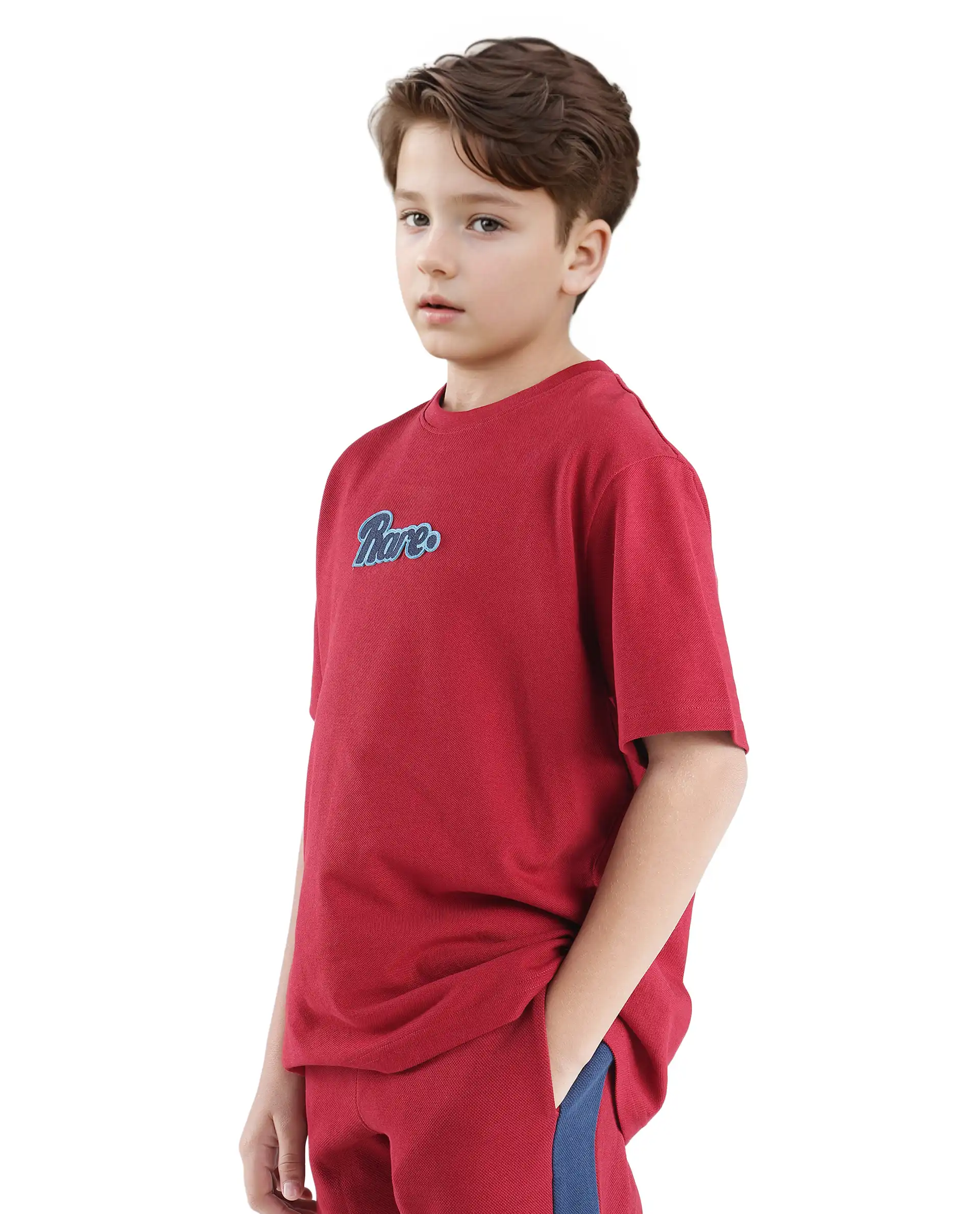 Rare Ones Kids Ride Dark Red Cotton Half Sleeves Crew Neck Embroidered T-Shirt - Image 7