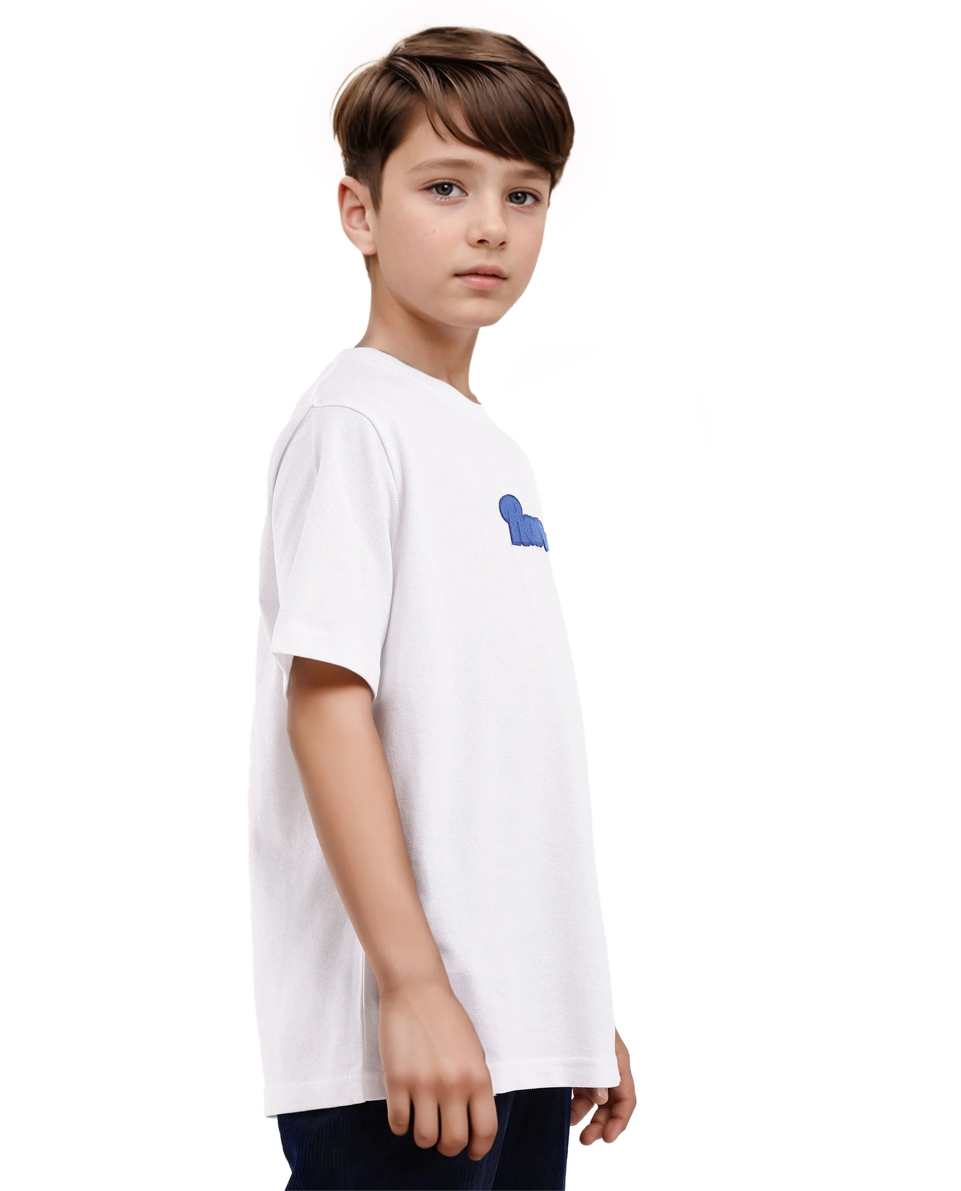 Rare Ones Kids Ride White Cotton Half Sleeves Crew Neck Oversized Fit Towel Embroidery T-Shirt - Image 10