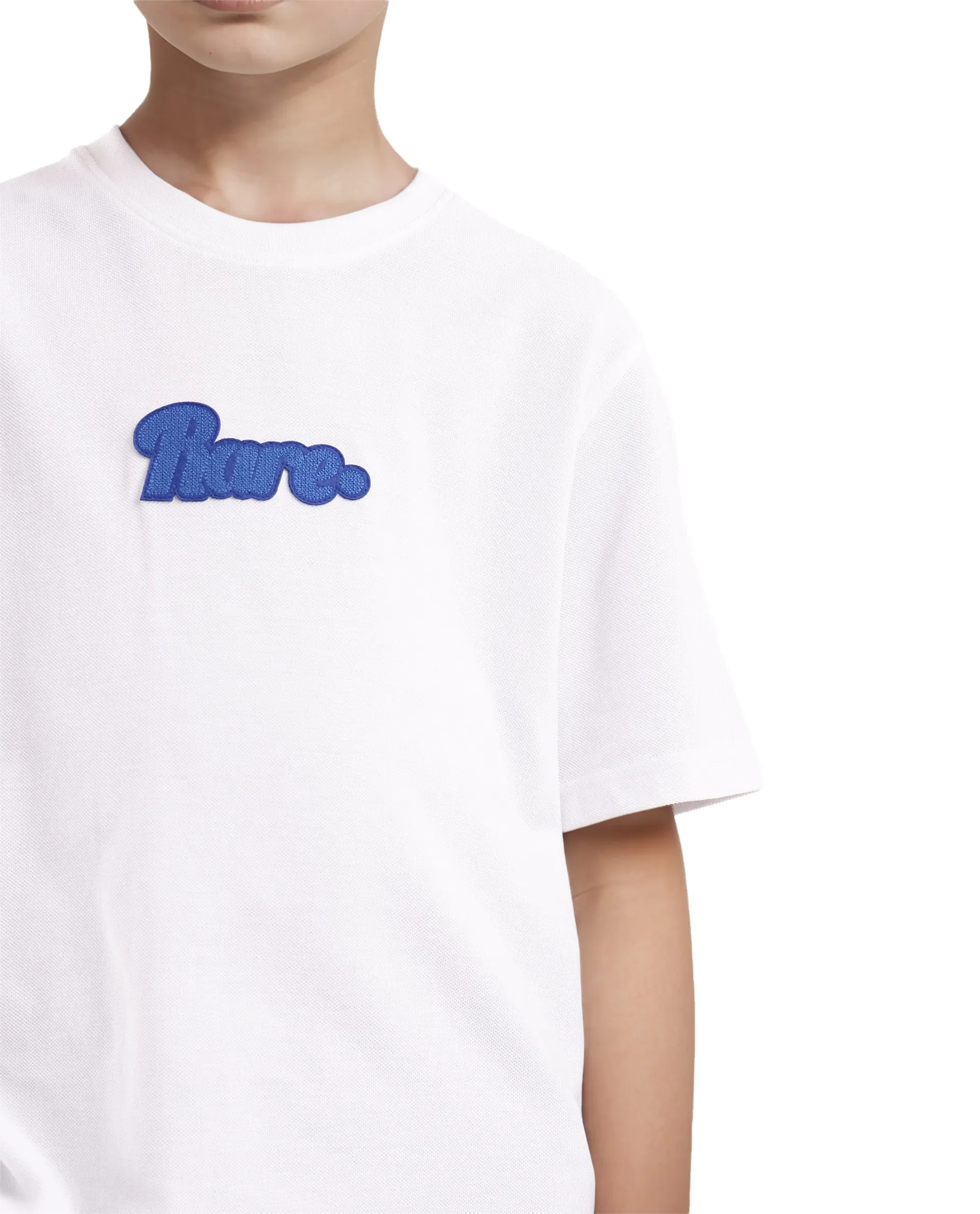 Rare Ones Kids Ride White Cotton Half Sleeves Crew Neck Oversized Fit Towel Embroidery T-Shirt - Image 4