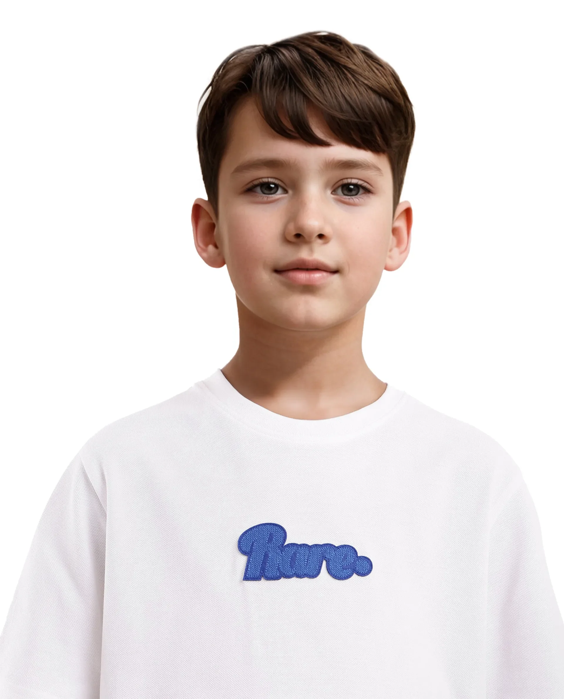 Rare Ones Kids Ride White Cotton Half Sleeves Crew Neck Oversized Fit Towel Embroidery T-Shirt - Image 5