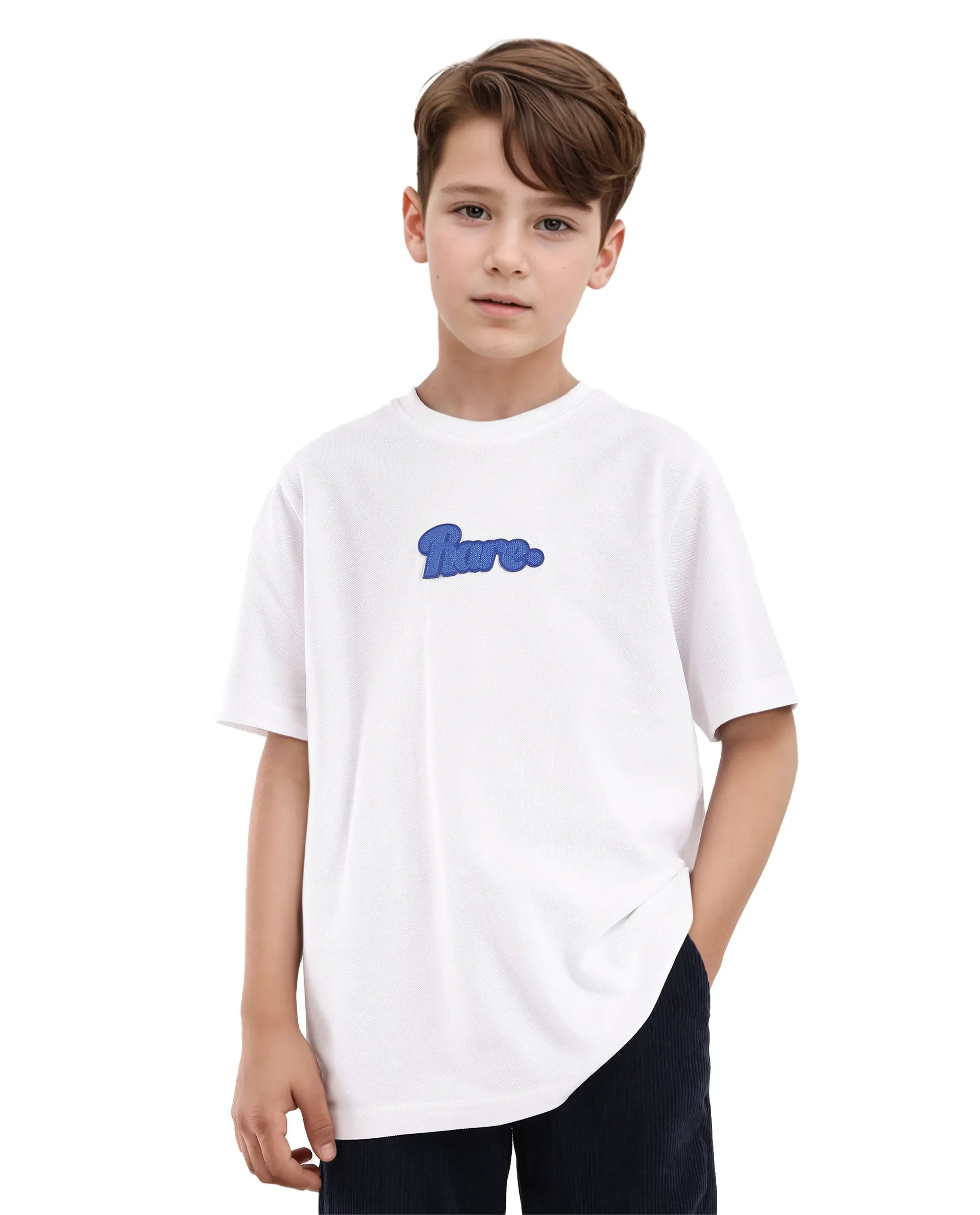Rare Ones Kids Ride White Cotton Half Sleeves Crew Neck Oversized Fit Towel Embroidery T-Shirt - Image 8