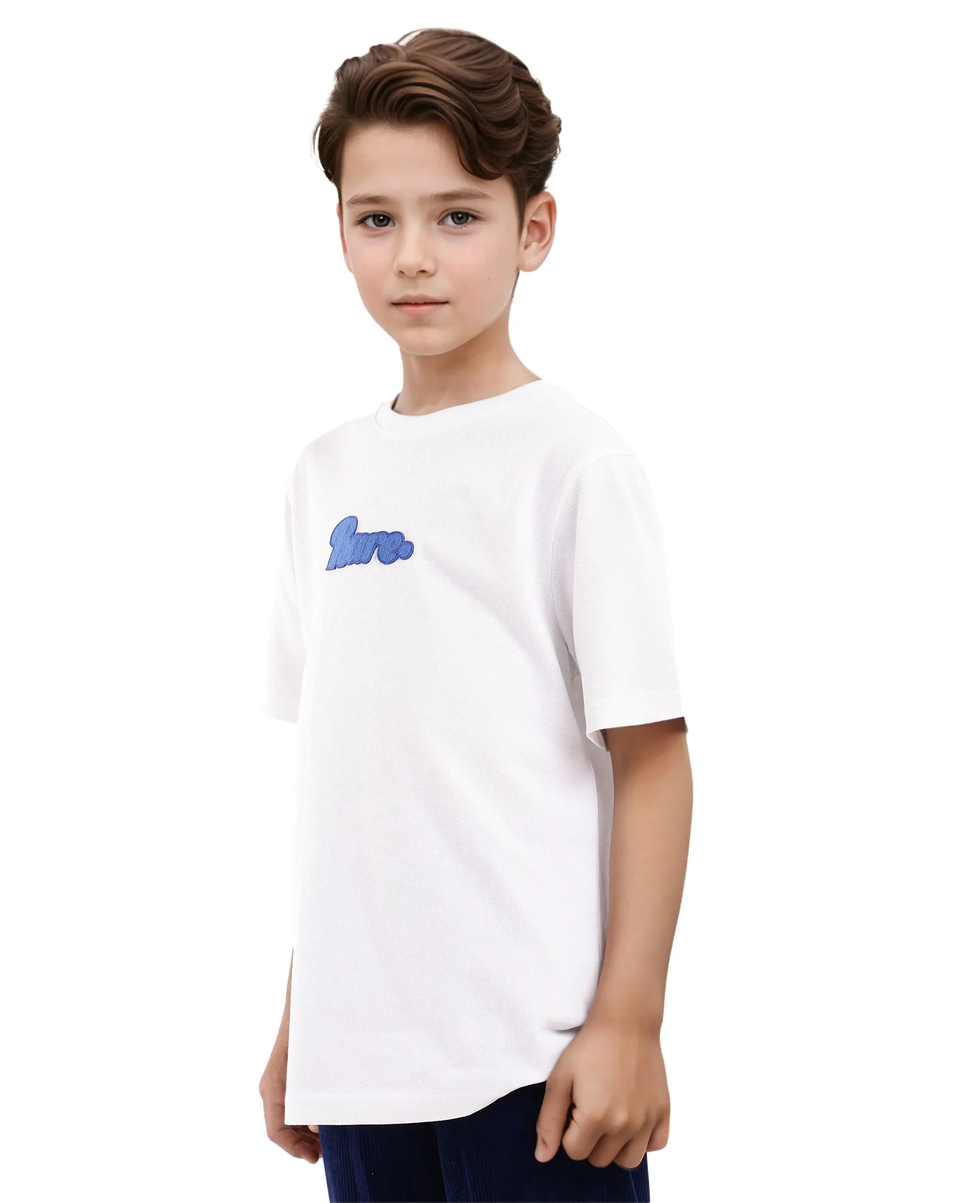 Rare Ones Kids Ride White Cotton Half Sleeves Crew Neck Oversized Fit Towel Embroidery T-Shirt - Image 9