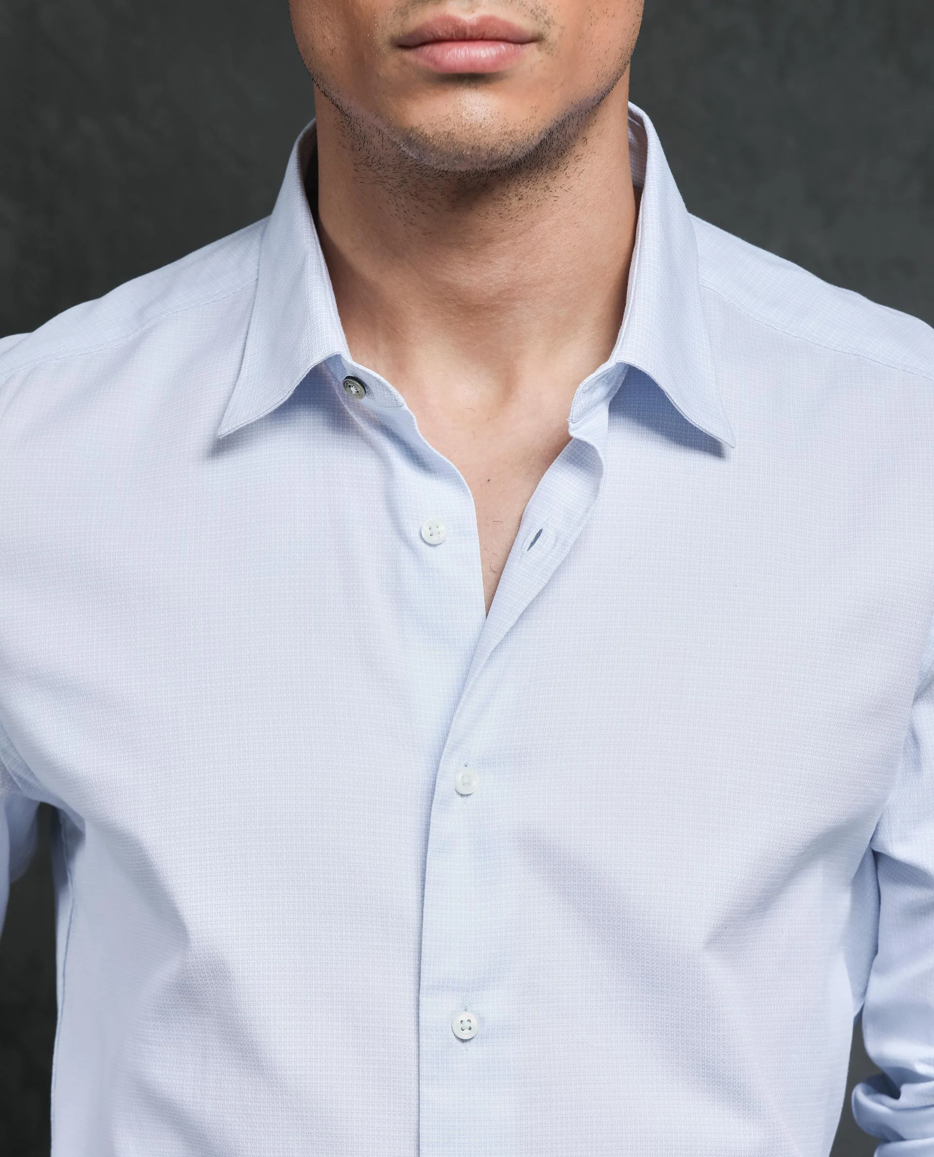 Rare Rabbit Men's Ridge Light Blue Cotton Checked Print Tailored Fit Full Sleeve Collared Shirt - Image 4