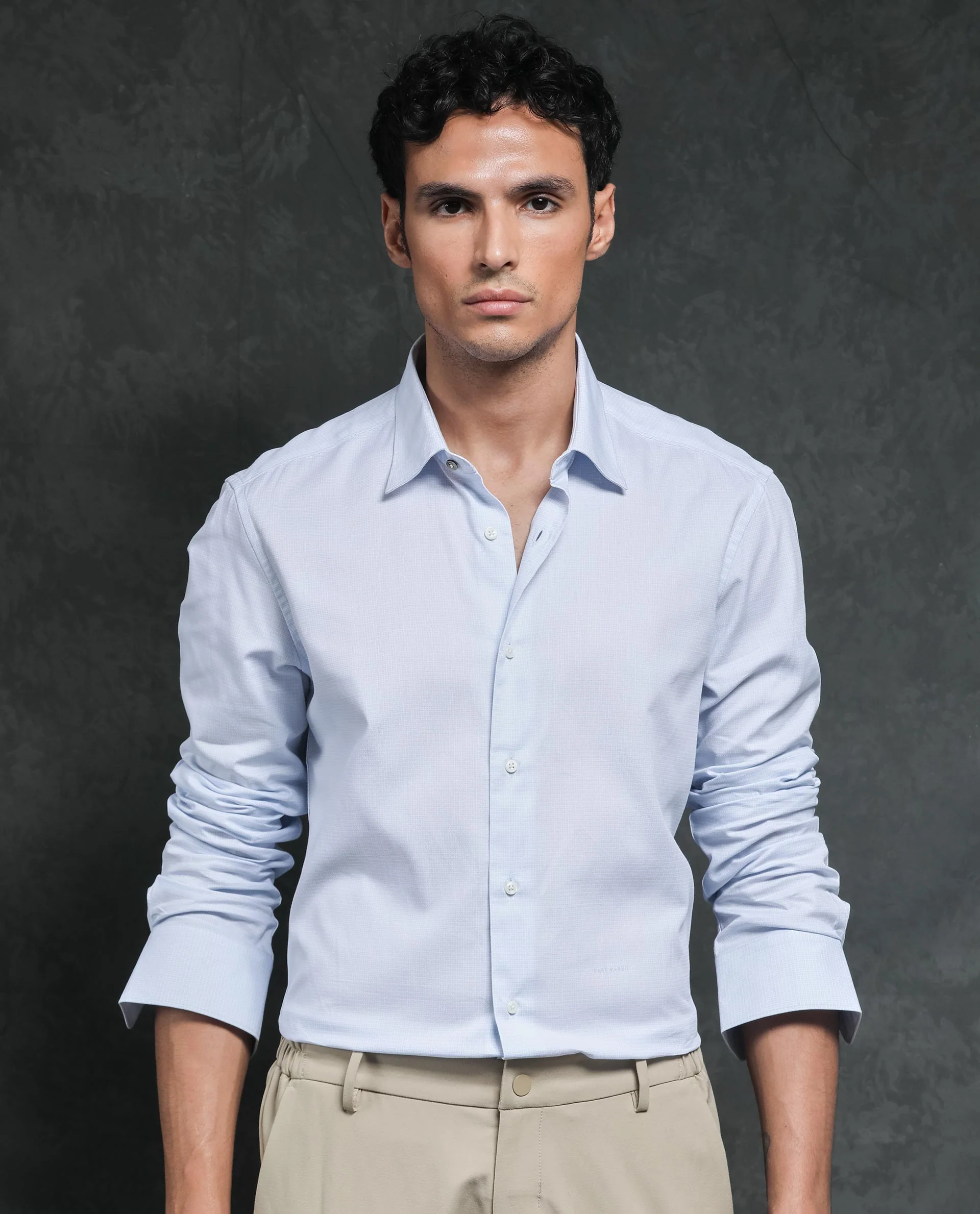 Rare Rabbit Men's Ridge Light Blue Cotton Checked Print Tailored Fit Full Sleeve Collared Shirt - Image 8