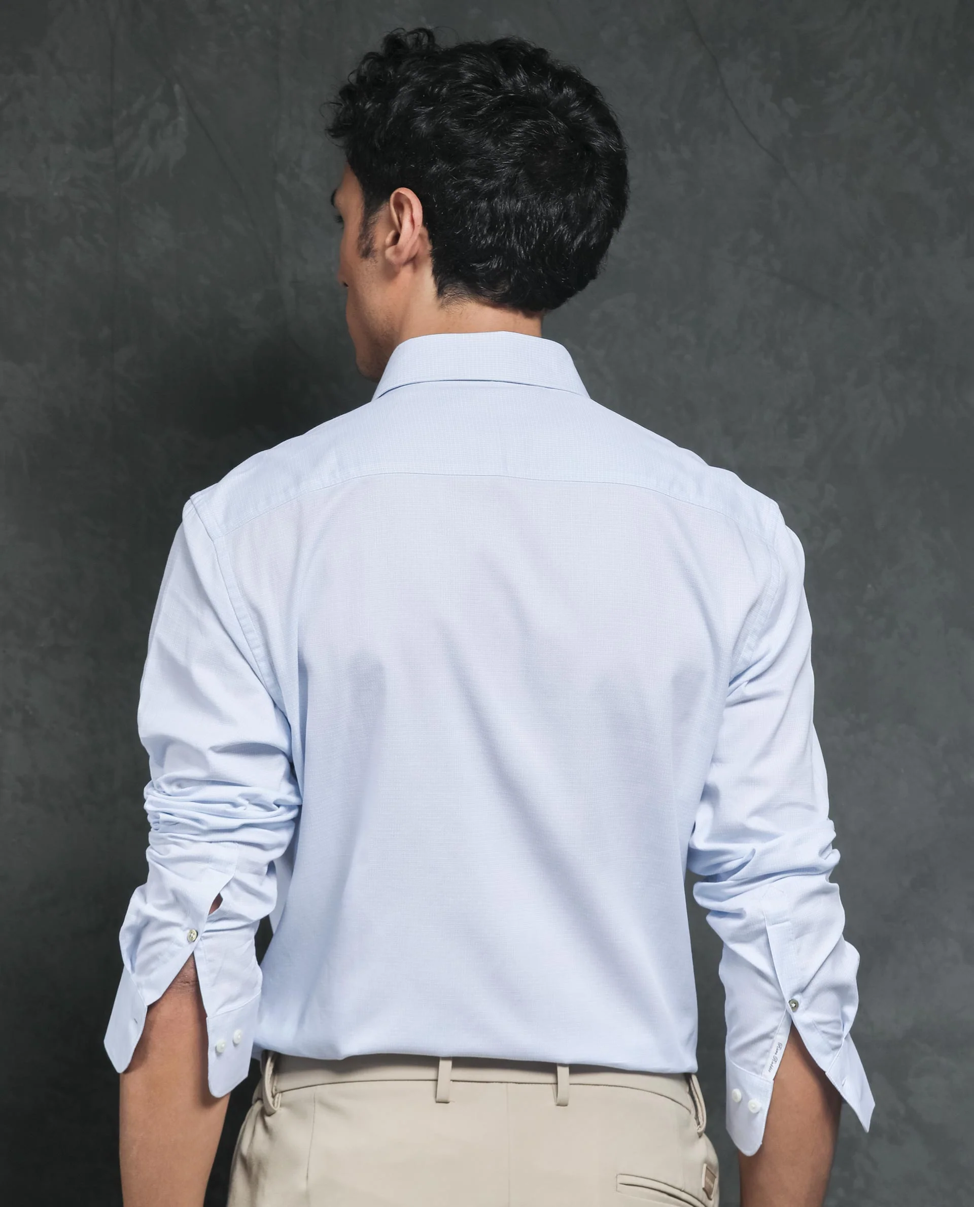 Rare Rabbit Men's Ridge Light Blue Cotton Checked Print Tailored Fit Full Sleeve Collared Shirt - Image 9