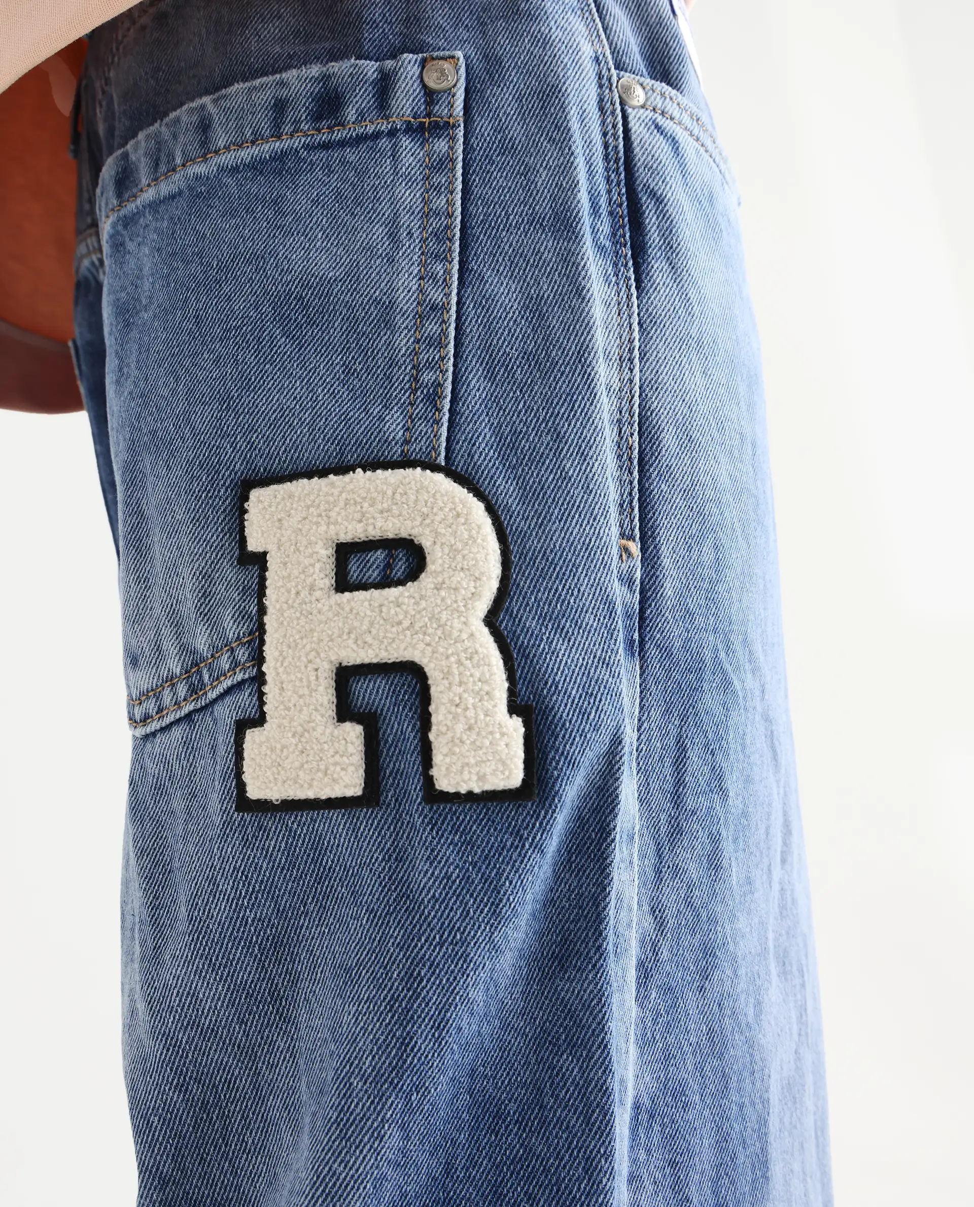 Rare Rabbit Men's Riffin Light Blue Cotton Plain Baggy Fit Jeans - Image 3