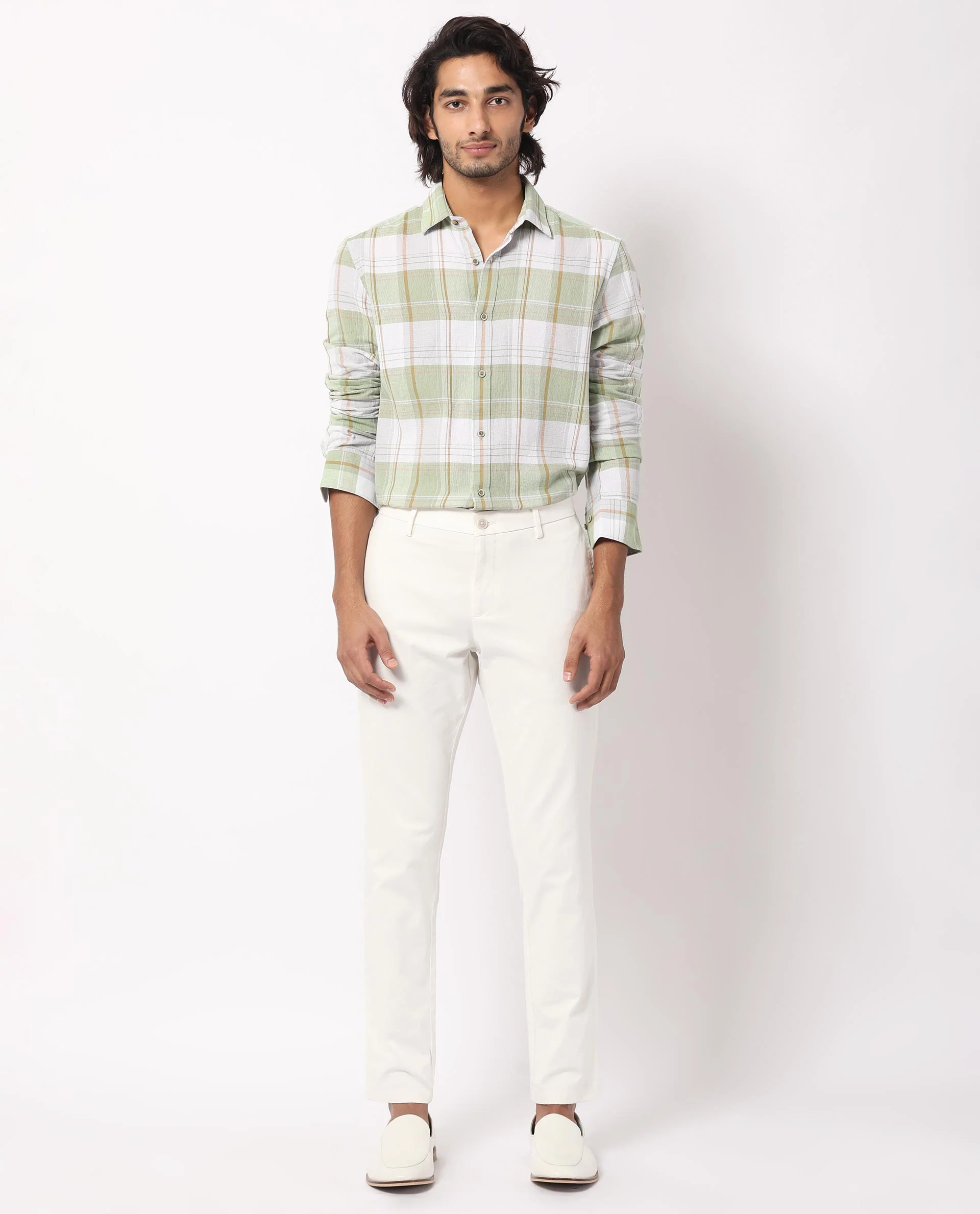 Rare Rabbit Men's Riga Green Cotton Checked Print Regular Fit Full Sleeve Collared Shirt - Image 3