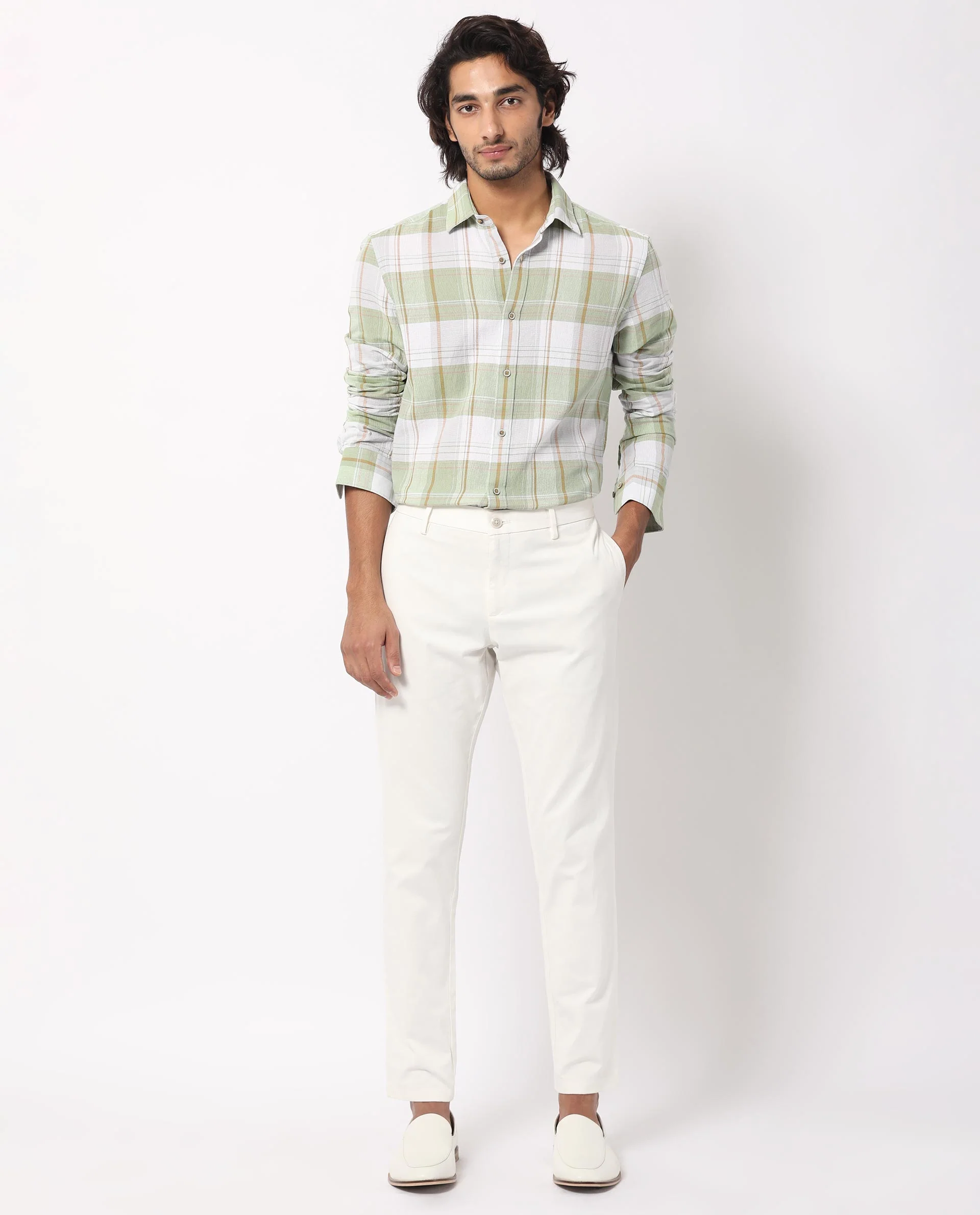 Rare Rabbit Men's Riga Green Cotton Checked Print Regular Fit Full Sleeve Collared Shirt - Image 8