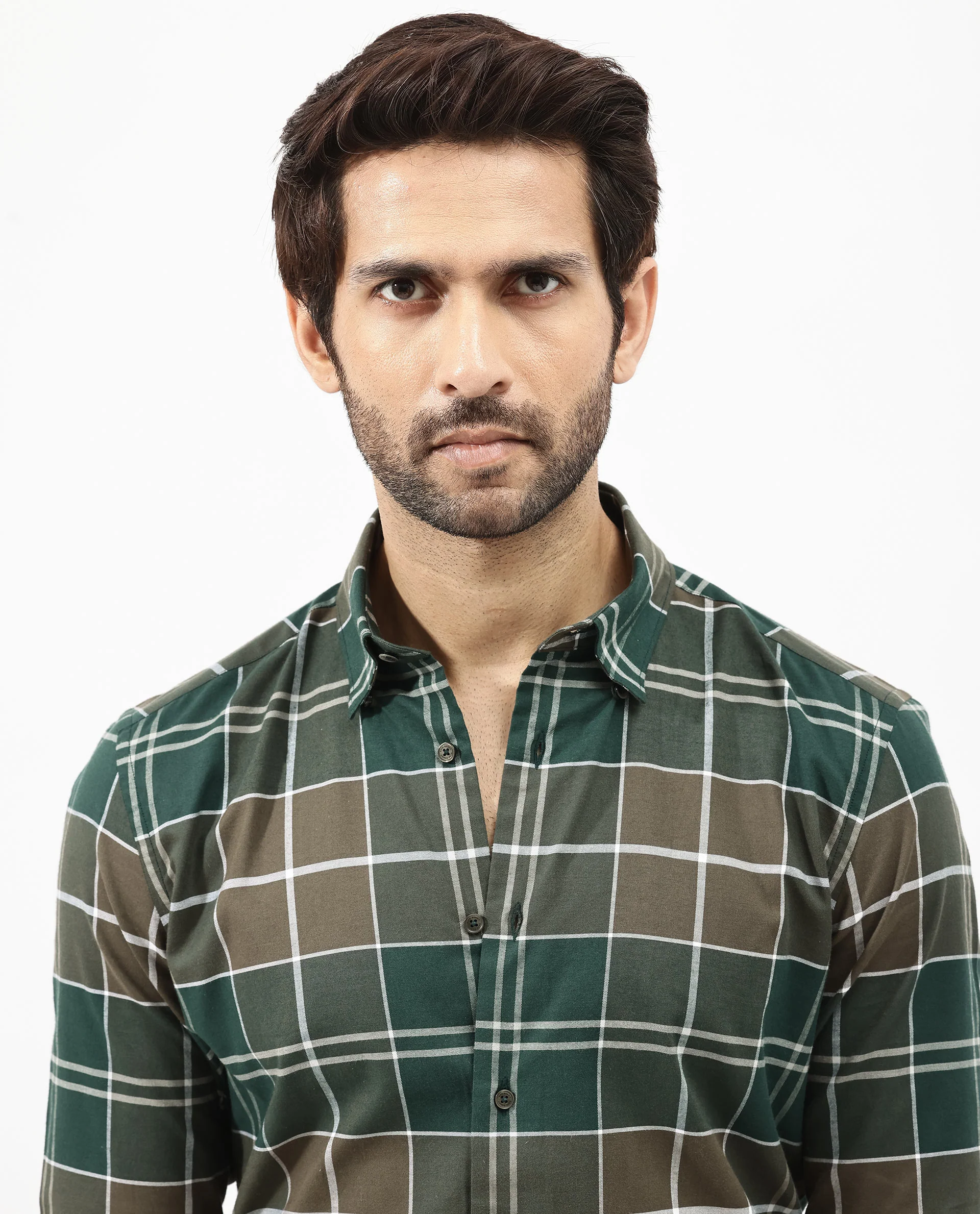 Rare Rabbit Men's Rigan Green Cotton Checked Print Regular Fit Full Sleeve Collared Shirt - Image 10
