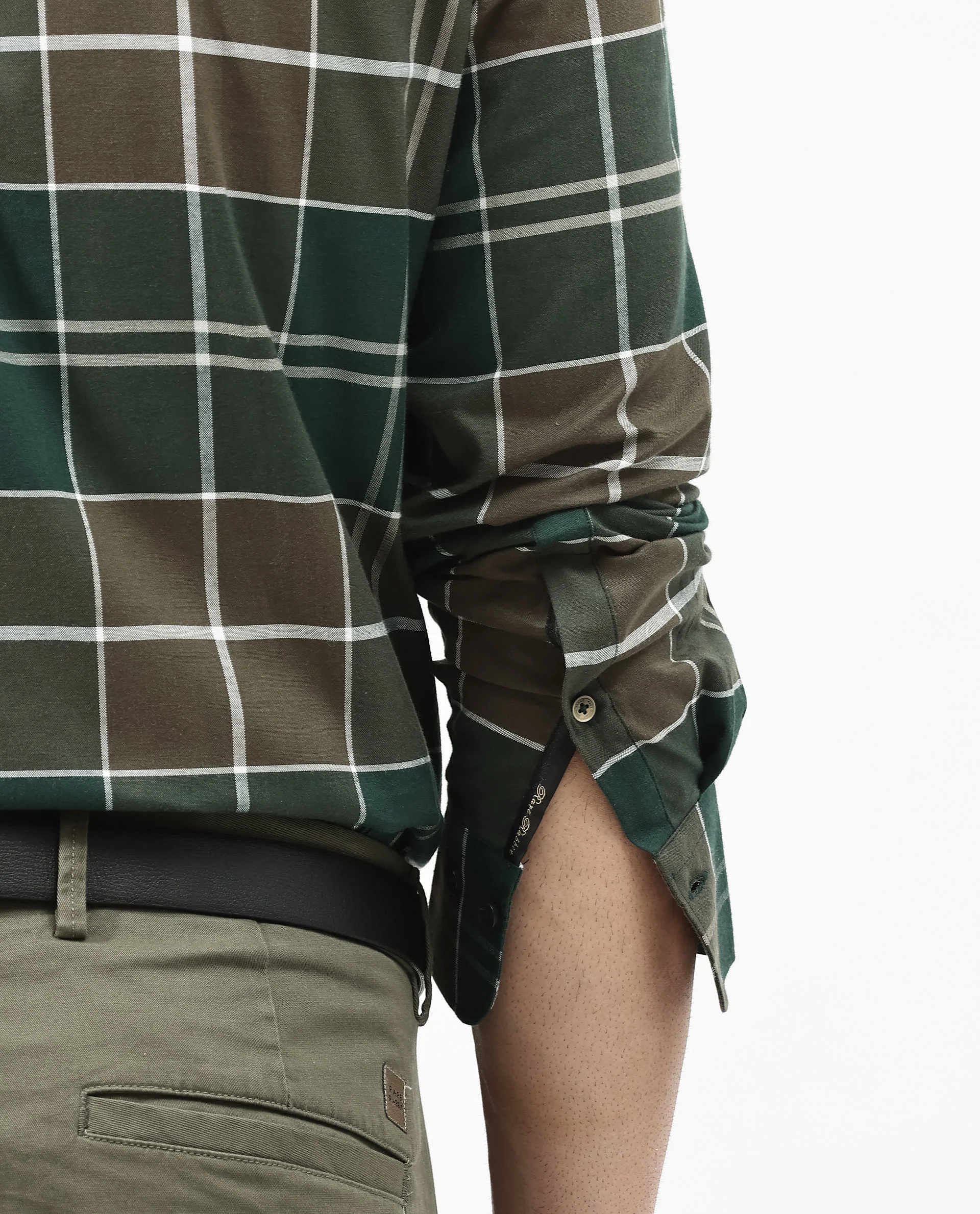 Rare Rabbit Men's Rigan Green Cotton Checked Print Regular Fit Full Sleeve Collared Shirt - Image 4