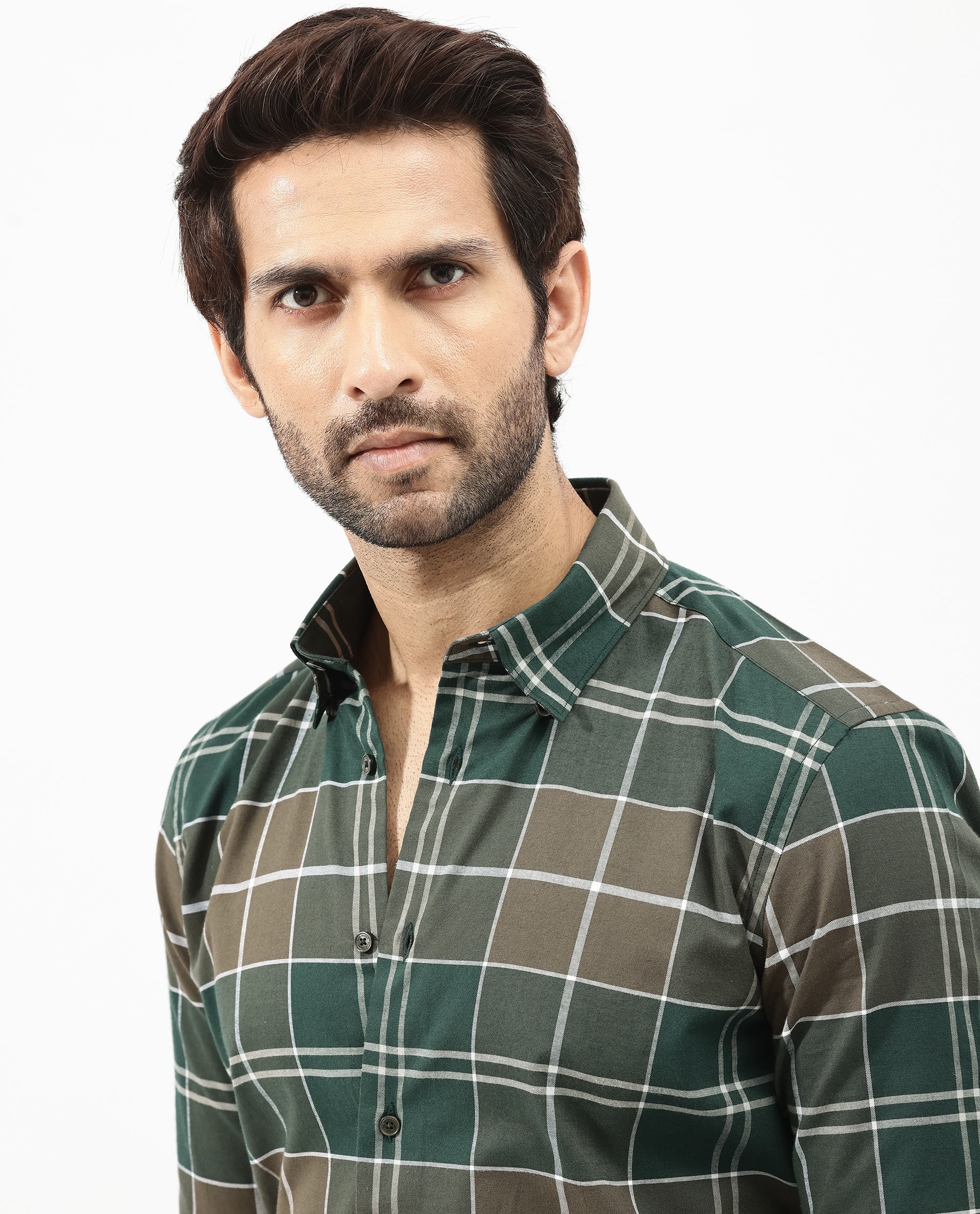 Rare Rabbit Men's Rigan Green Cotton Checked Print Regular Fit Full Sleeve Collared Shirt - Image 5