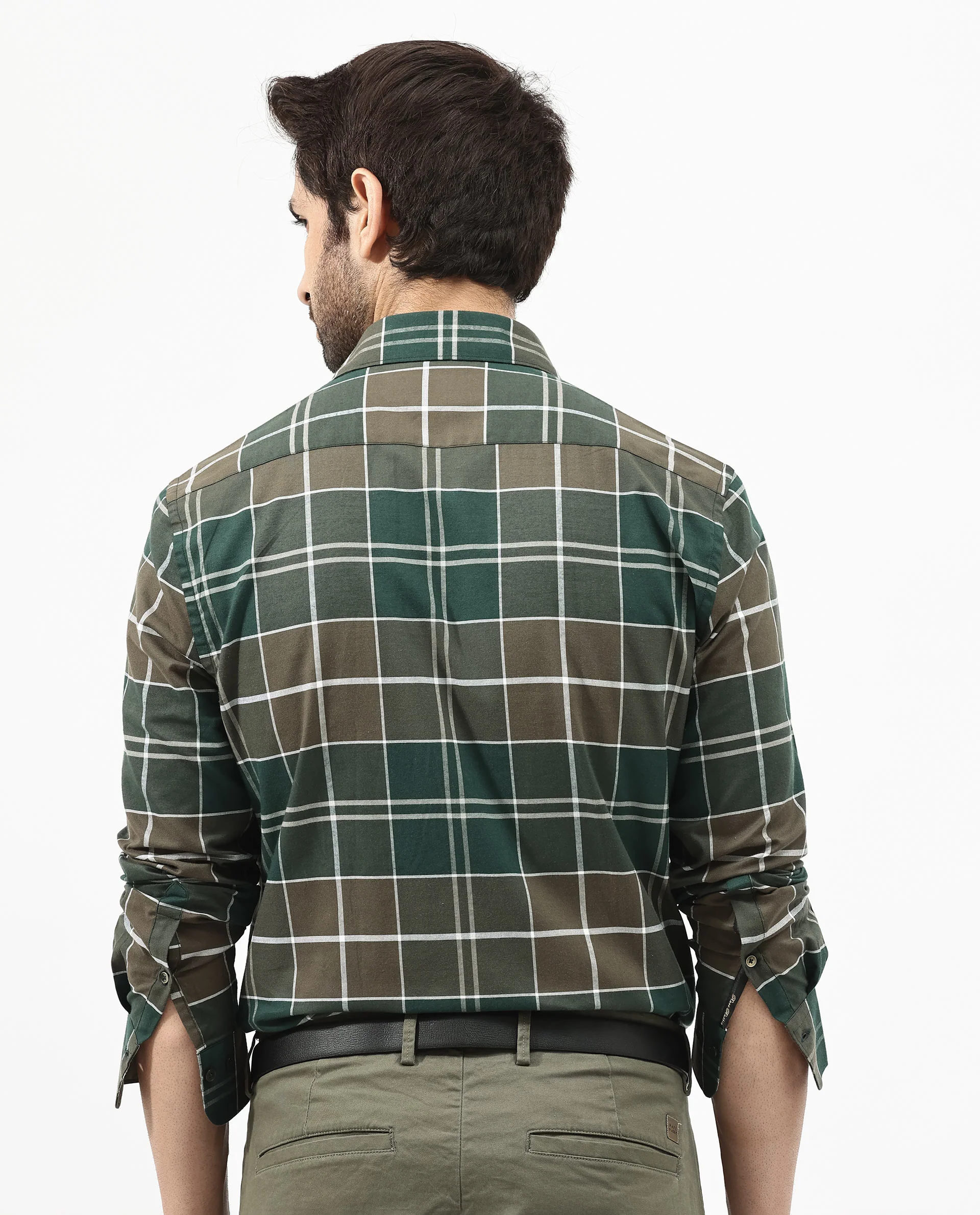 Rare Rabbit Men's Rigan Green Cotton Checked Print Regular Fit Full Sleeve Collared Shirt - Image 7