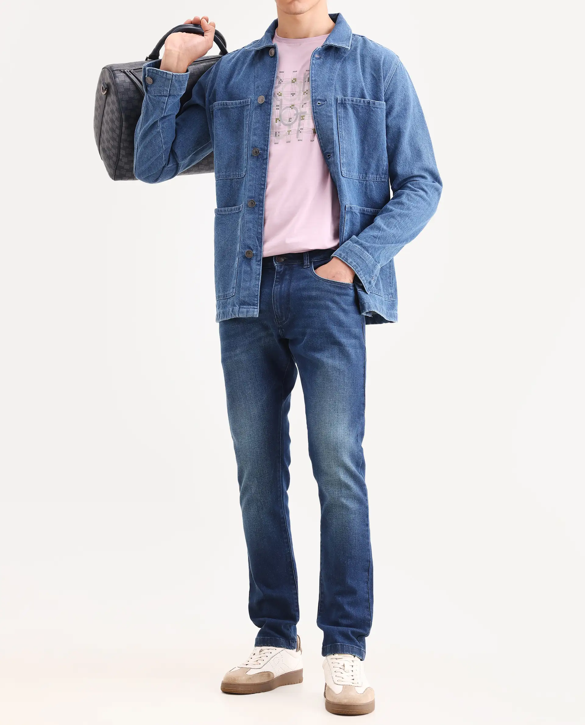 Rare Rabbit Men's Rilo H Dark Blue Cotton Blend Fabric Hawk Slim Plain Jeans - Image 2