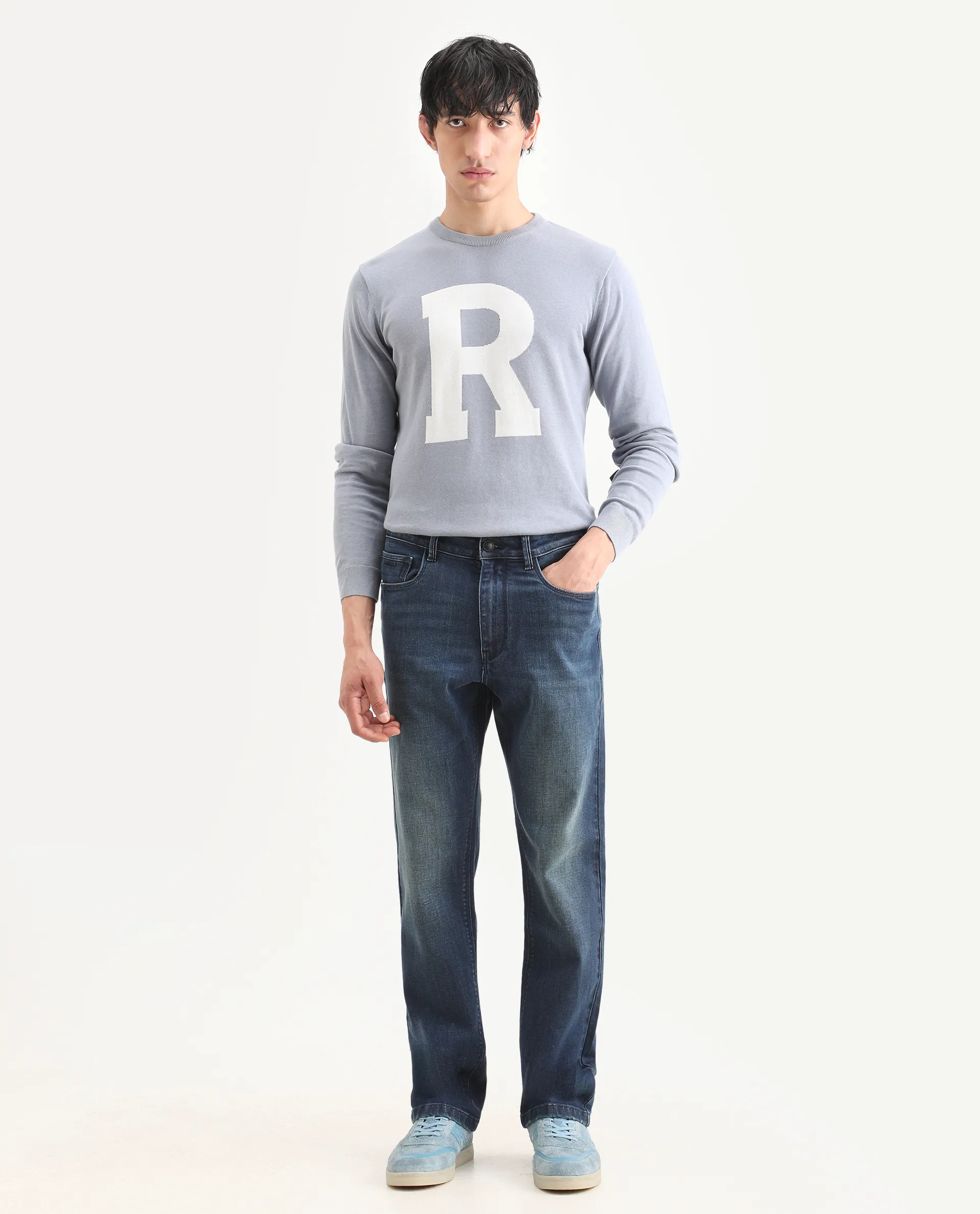 Rare Rabbit Men's Rilo M Dark Blue Cotton Blend Fabric Morris Regular Plain Jeans - Image 4