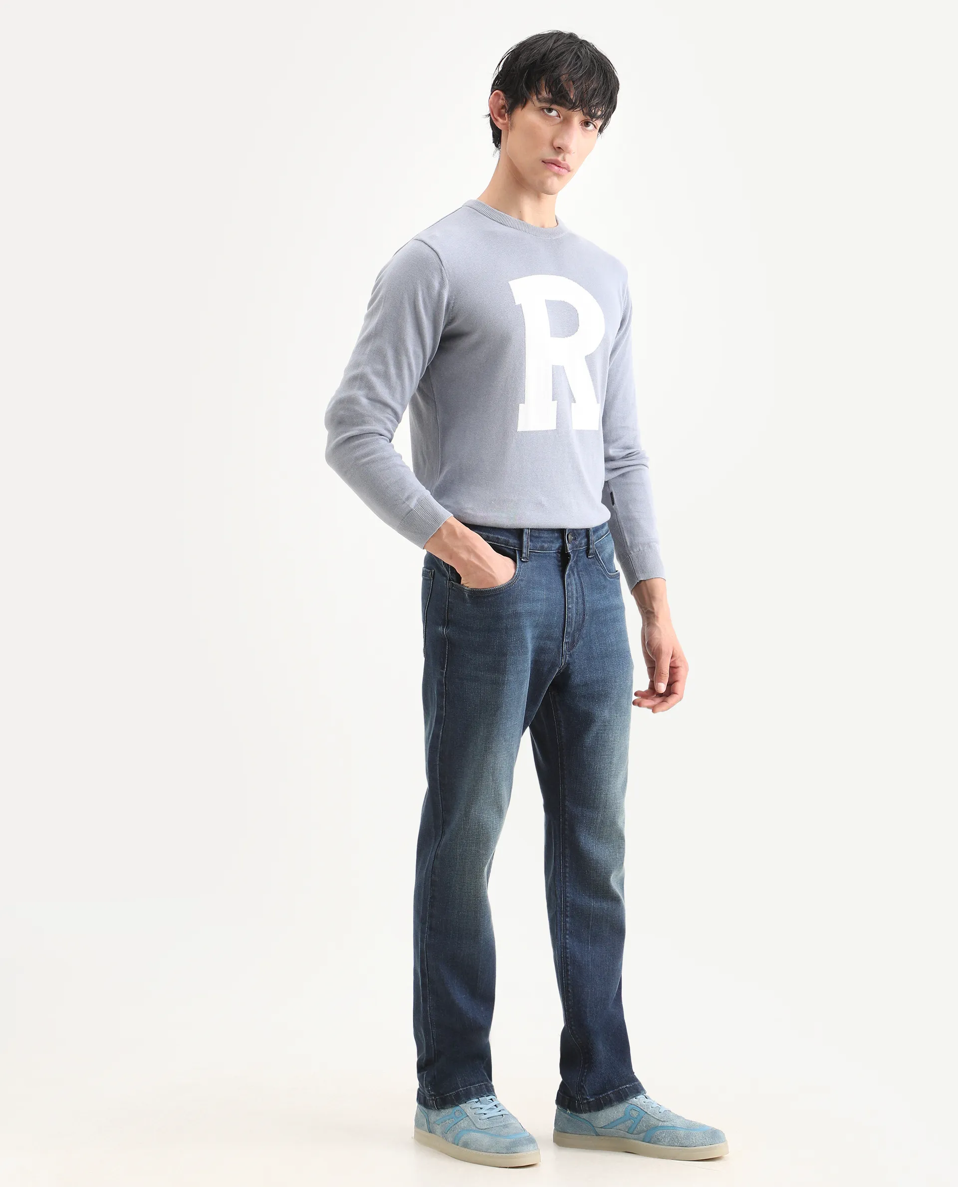 Rare Rabbit Men's Rilo M Dark Blue Cotton Blend Fabric Morris Regular Plain Jeans - Image 7