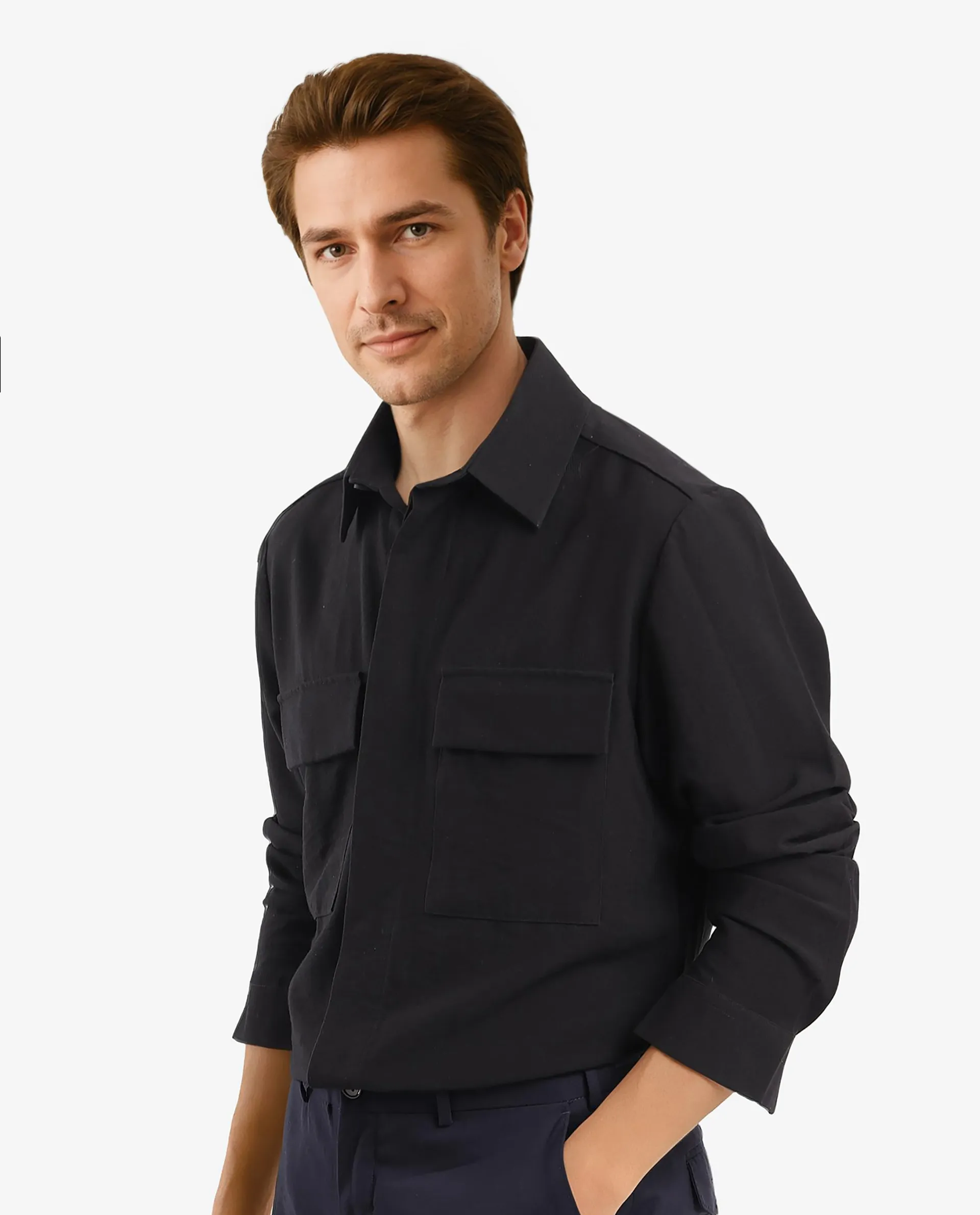 Rare Rabbit Men's Rimal Black Viscose Blend Plain Regular Fit Full Sleeve Collared Shirt - Image 11