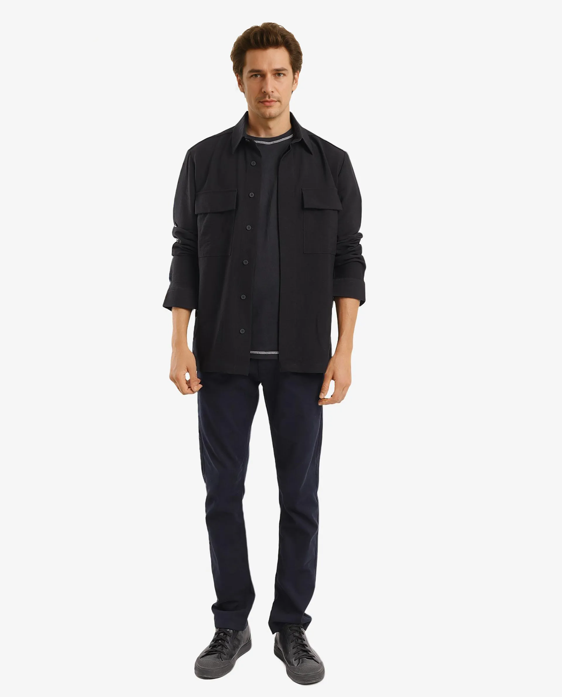 Rare Rabbit Men's Rimal Black Viscose Blend Plain Regular Fit Full Sleeve Collared Shirt - Image 3