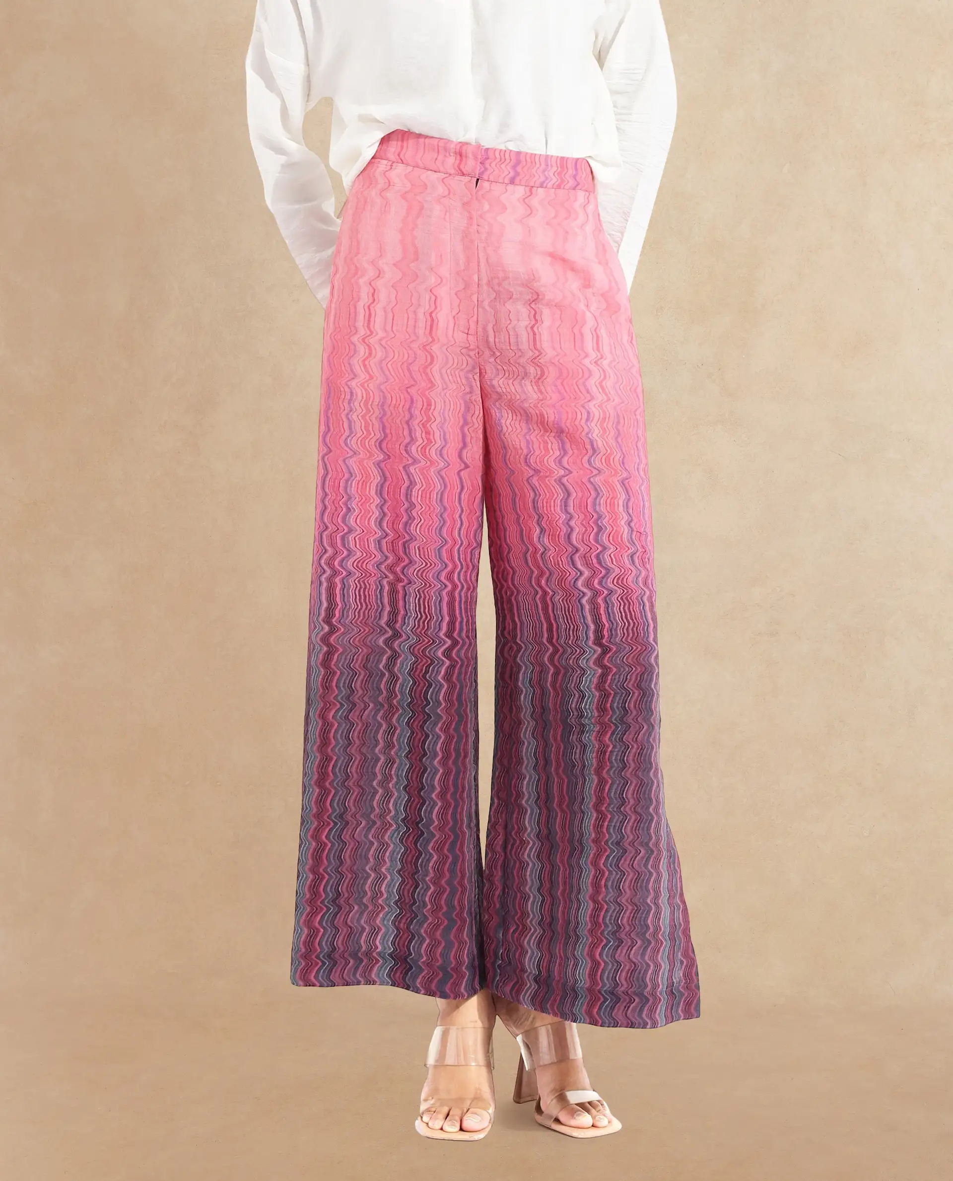 Rareism Women's Rimino Multi Nylon Blend Abstract Print Ankle Length Flared Trouser - Image 2