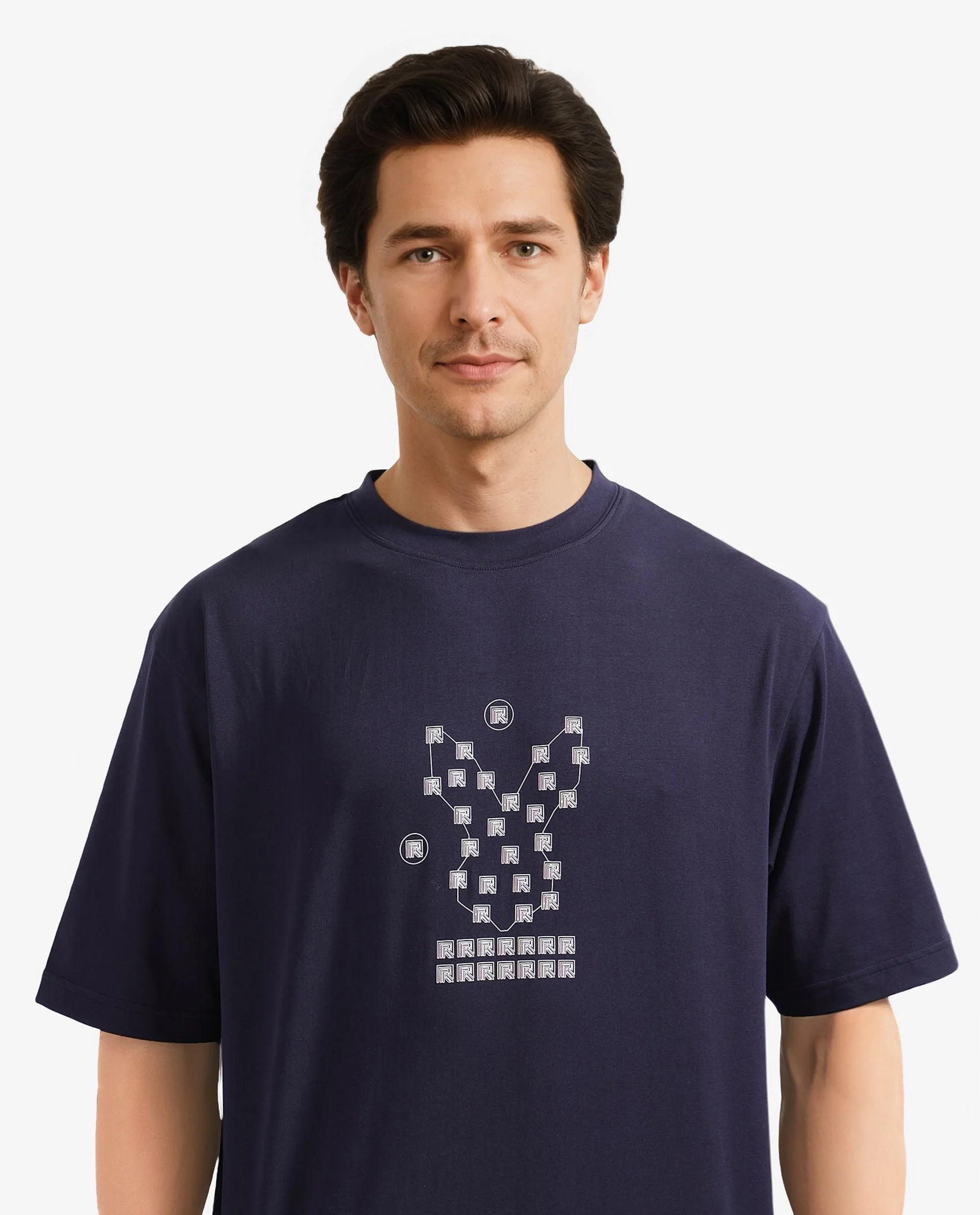 Rare Rabbit Men's Cotton Graphic Print Regular Fit Half Sleeve Crew Neck T-Shirt - Image 2