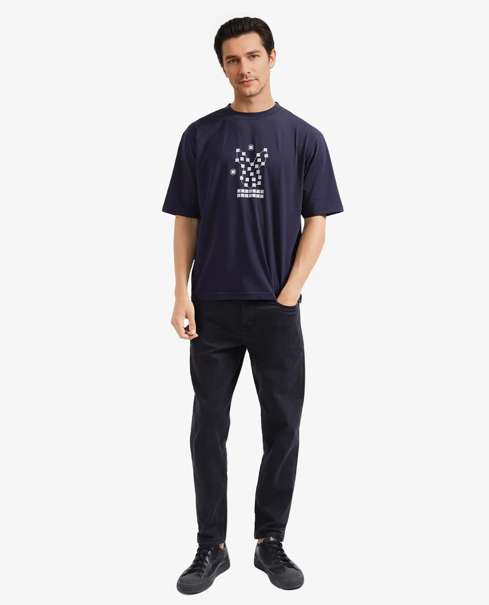 Rare Rabbit Men's Cotton Graphic Print Regular Fit Half Sleeve Crew Neck T-Shirt - Image 3