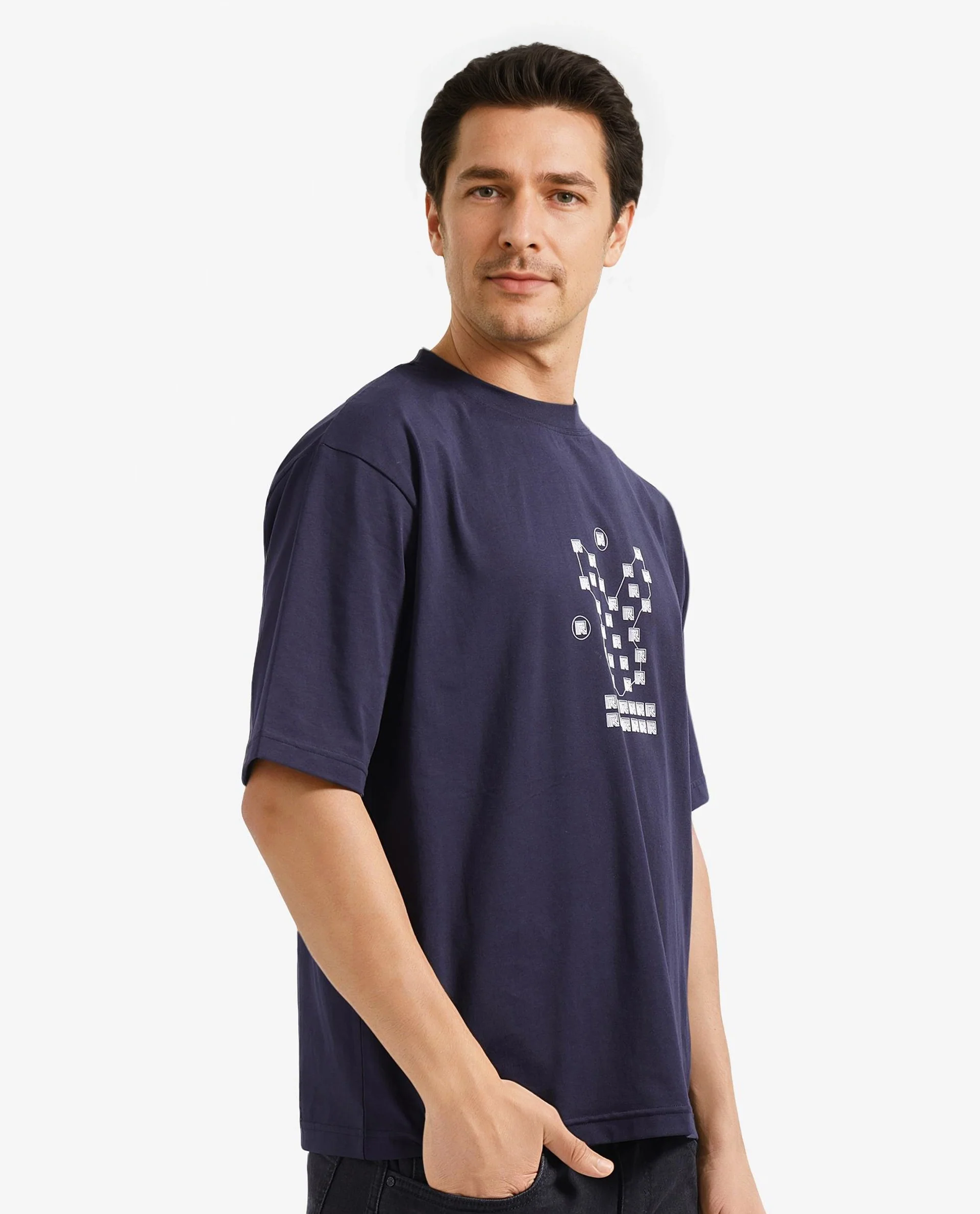 Rare Rabbit Men's Cotton Graphic Print Regular Fit Half Sleeve Crew Neck T-Shirt - Image 4