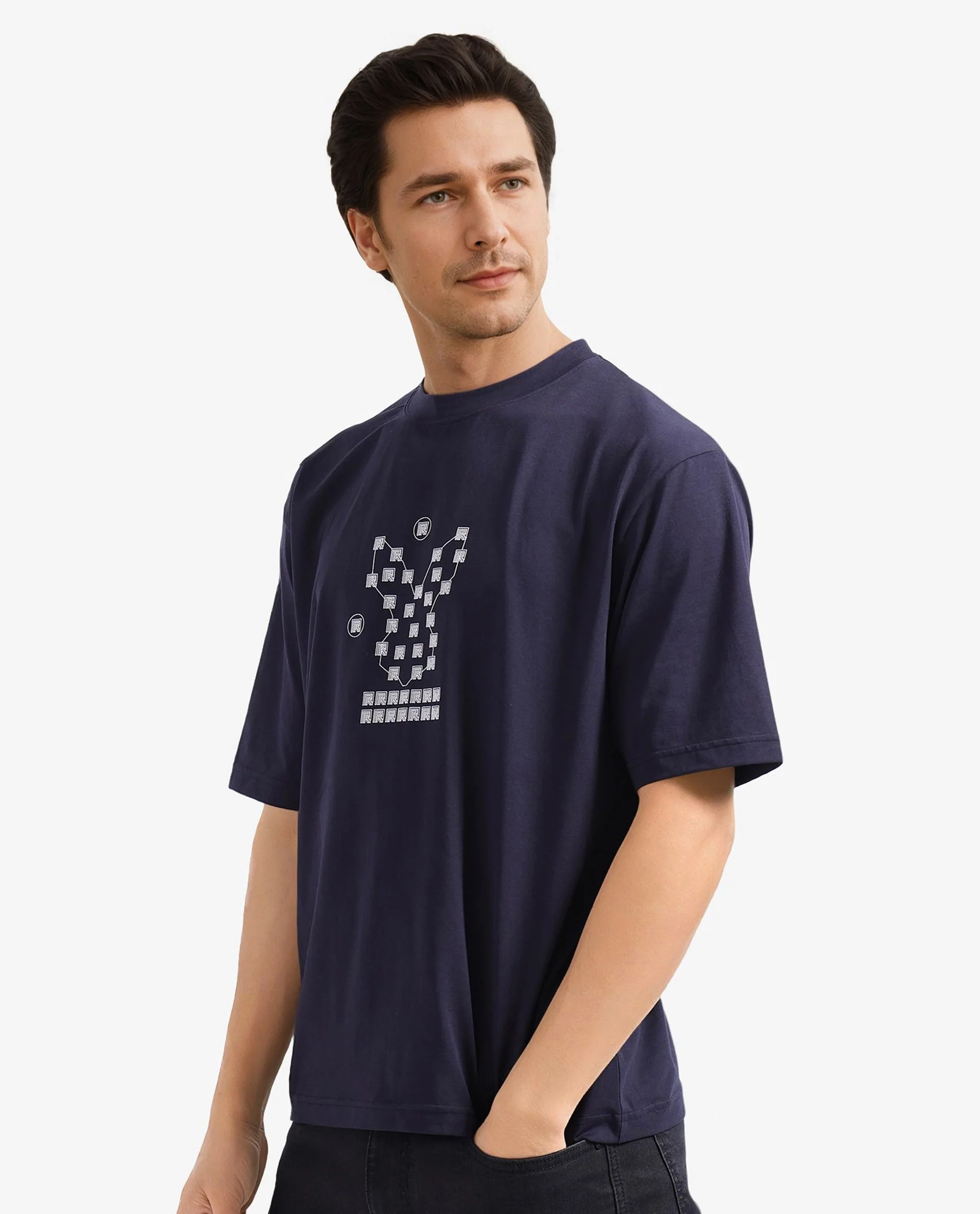 Rare Rabbit Men's Cotton Graphic Print Regular Fit Half Sleeve Crew Neck T-Shirt - Image 8