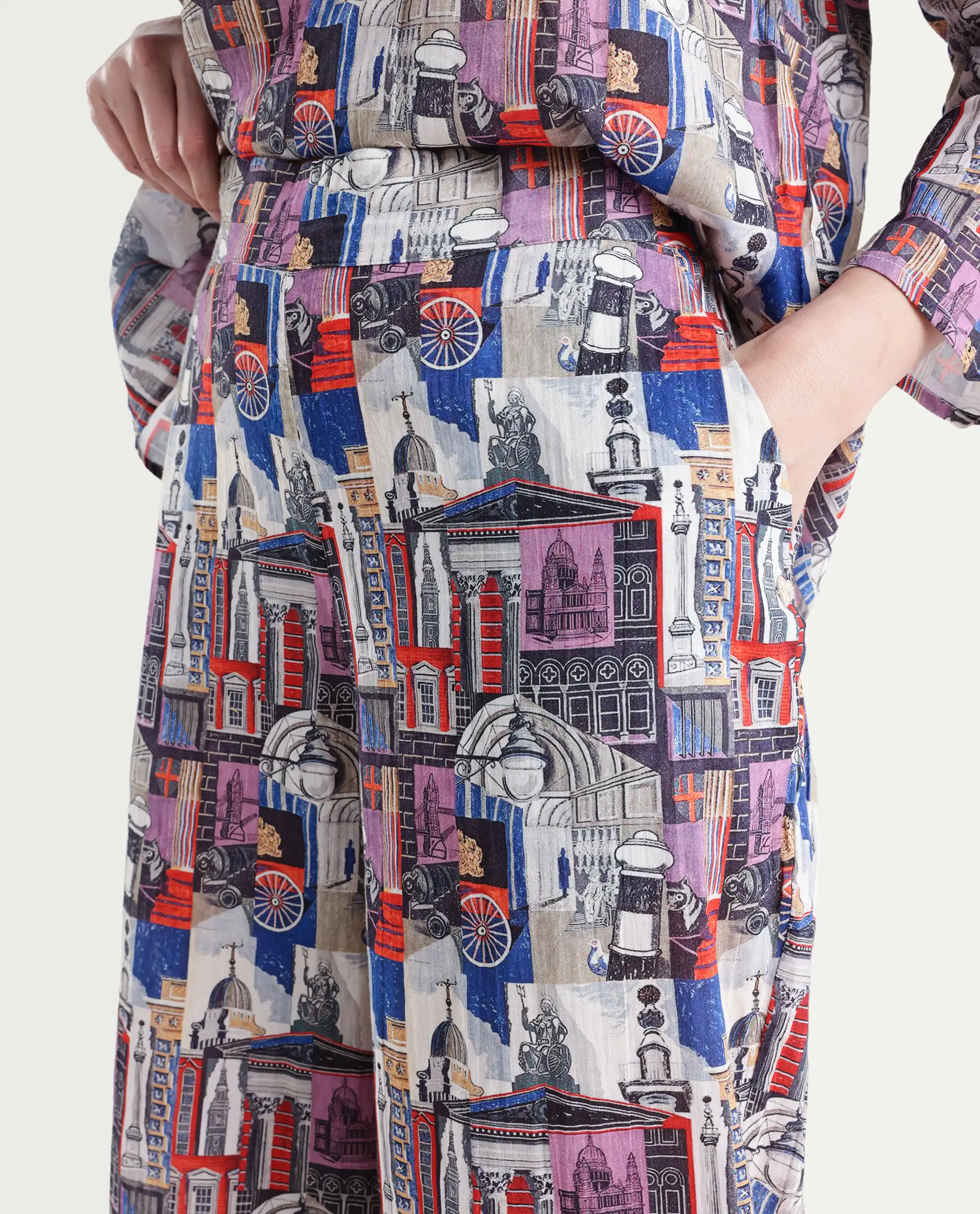 Rareism Women's Rinata-B Multi Cotton Abstract Print Ankle Length Straight Fit Trouser - Image 4