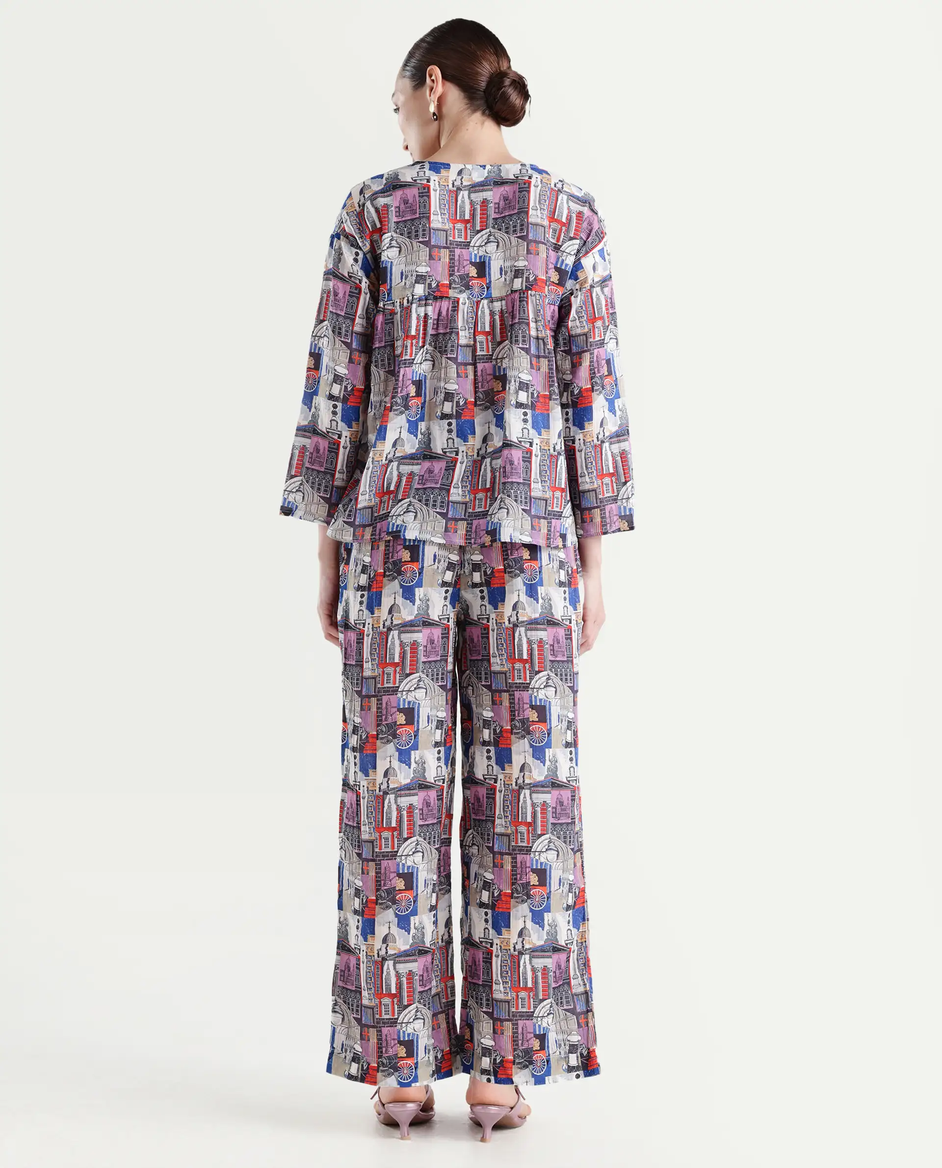 Rareism Women's Rinata-B Multi Cotton Abstract Print Ankle Length Straight Fit Trouser - Image 7