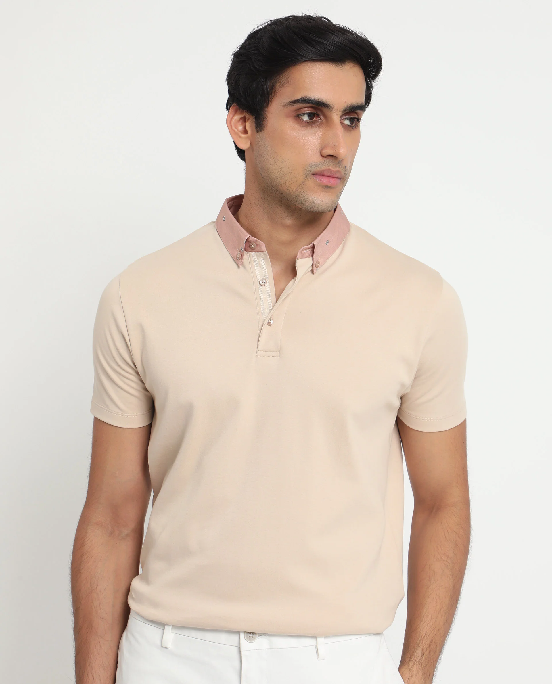 Rare Rabbit Men's Ringer-1 Beige Cotton Printed Regular Fit Half Sleeve Polo - Image 10