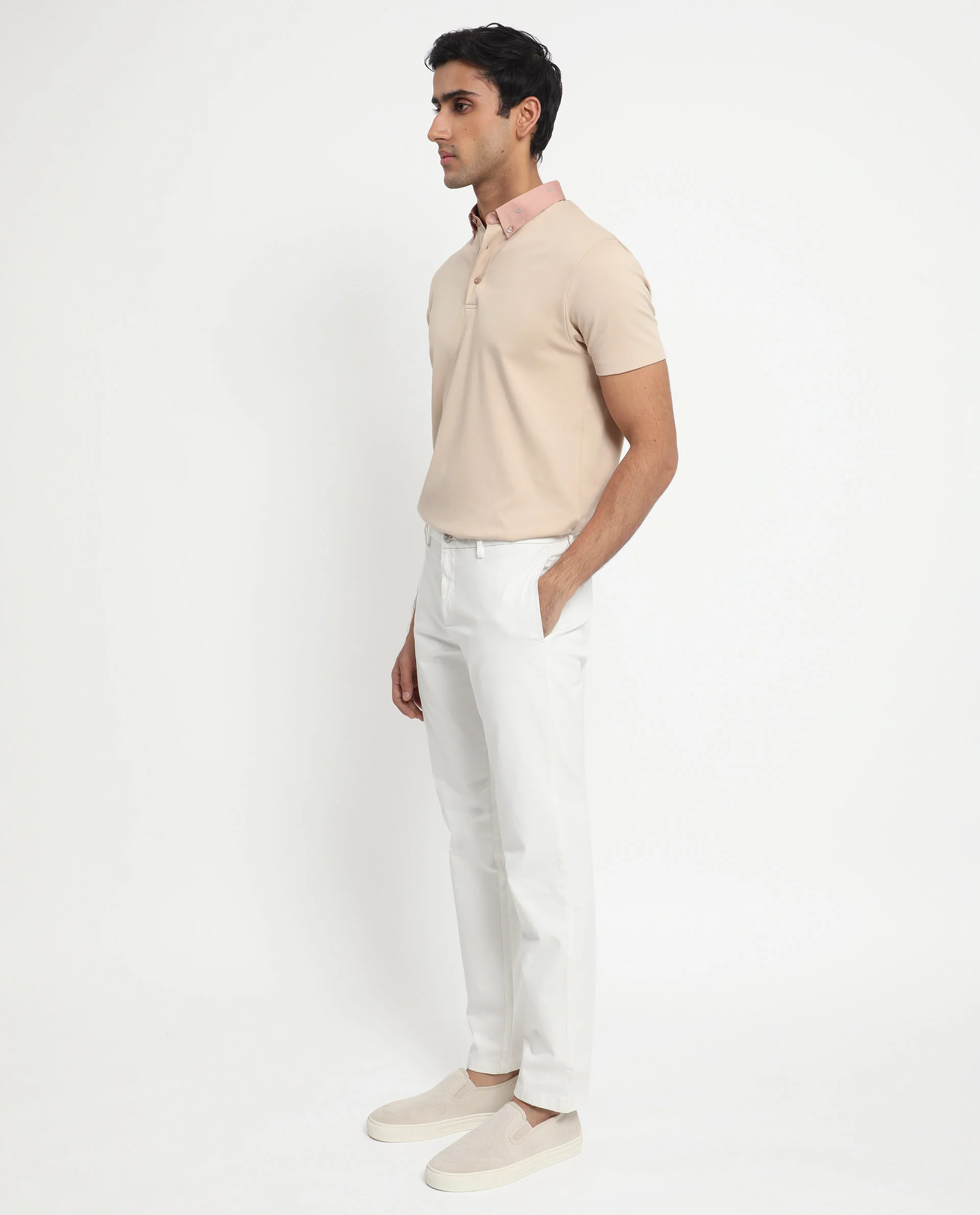 Rare Rabbit Men's Ringer-1 Beige Cotton Printed Regular Fit Half Sleeve Polo - Image 7