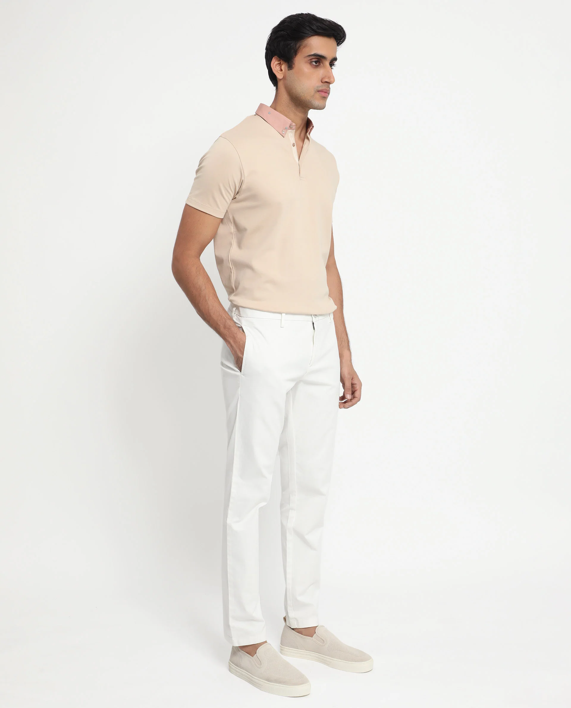 Rare Rabbit Men's Ringer-1 Beige Cotton Printed Regular Fit Half Sleeve Polo - Image 9