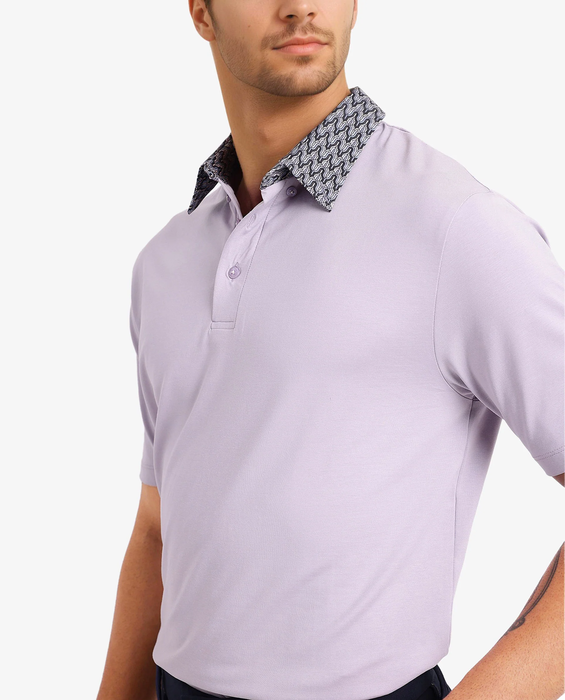 Rare Rabbit Men's Ringer-2 Dusky Purple Cotton Plain Regular Fit Half Sleeve Polo - Image 4