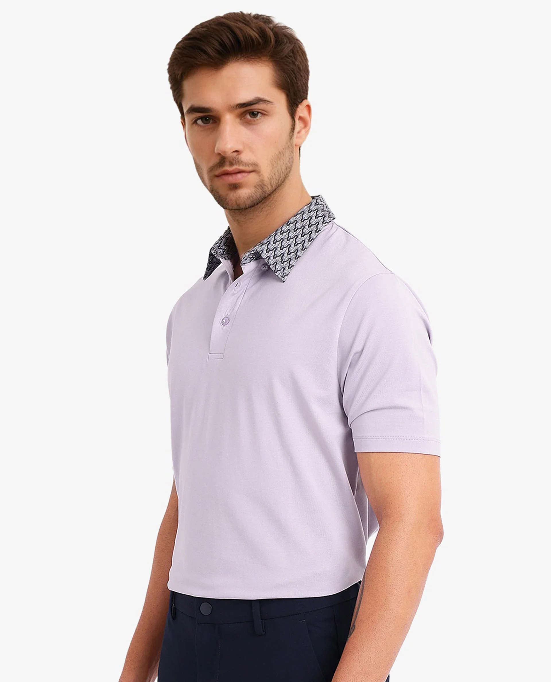 Rare Rabbit Men's Ringer-2 Dusky Purple Cotton Plain Regular Fit Half Sleeve Polo - Image 6