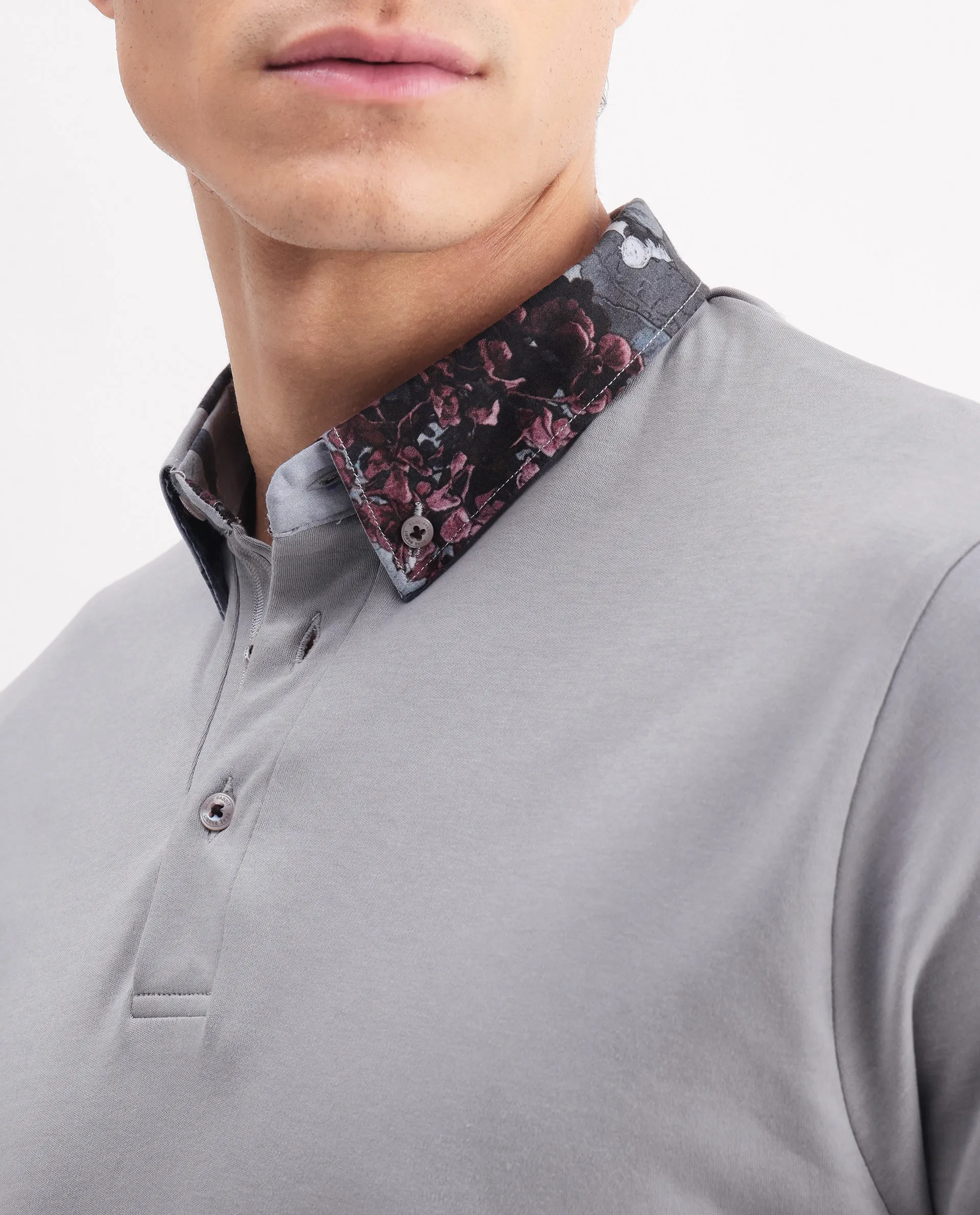 Rare Rabbit Men's Ringer2 Grey Cotton Printed Regular Fit Half Sleeve Polo - Image 4
