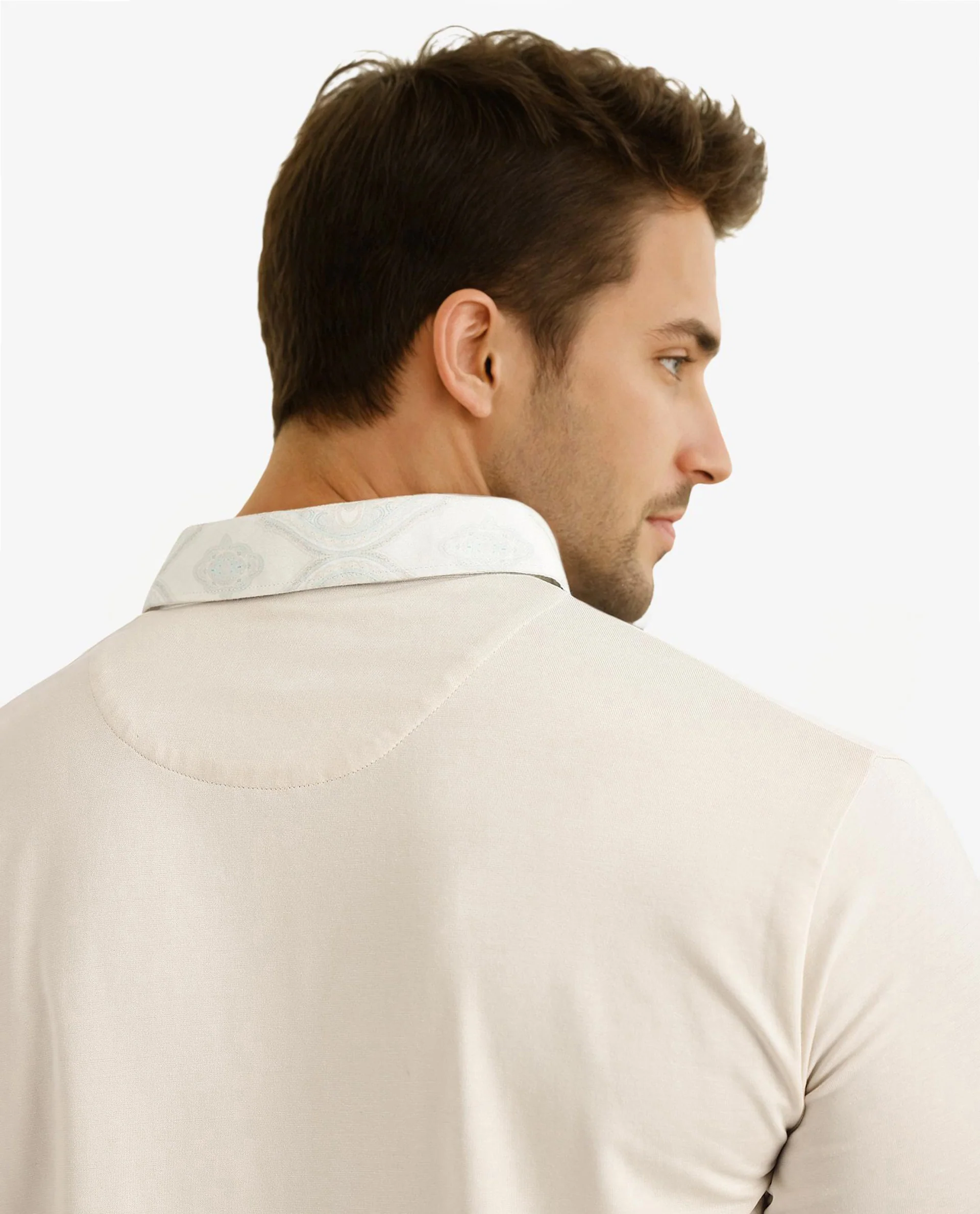 Rare Rabbit Men's Ringer-2 Off White Cotton Plain Regular Fit Half Sleeve Polo - Image 6