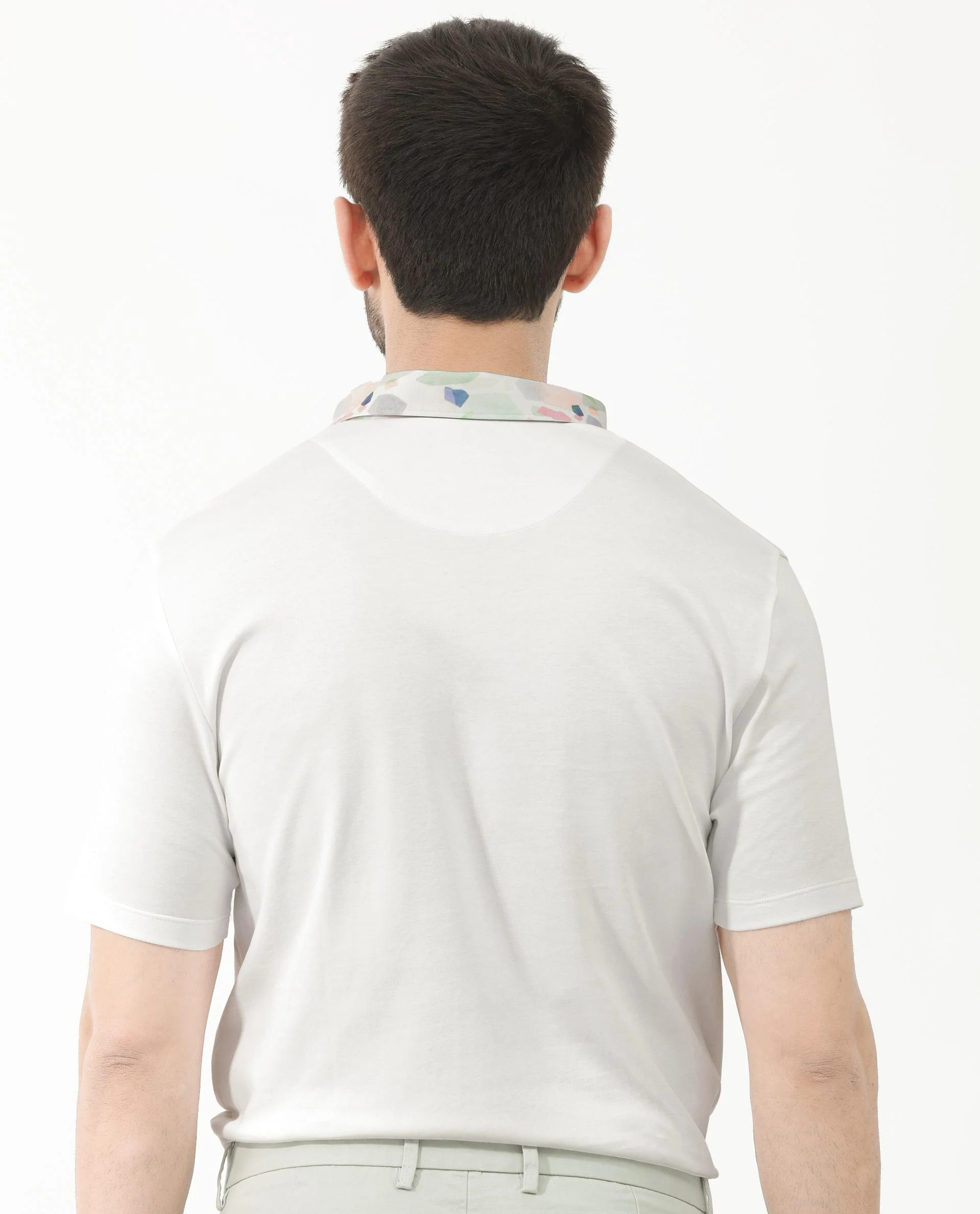 Rare Rabbit Men's Ringer2 White Cotton Printed Regular Fit Half Sleeve Polo - Image 10