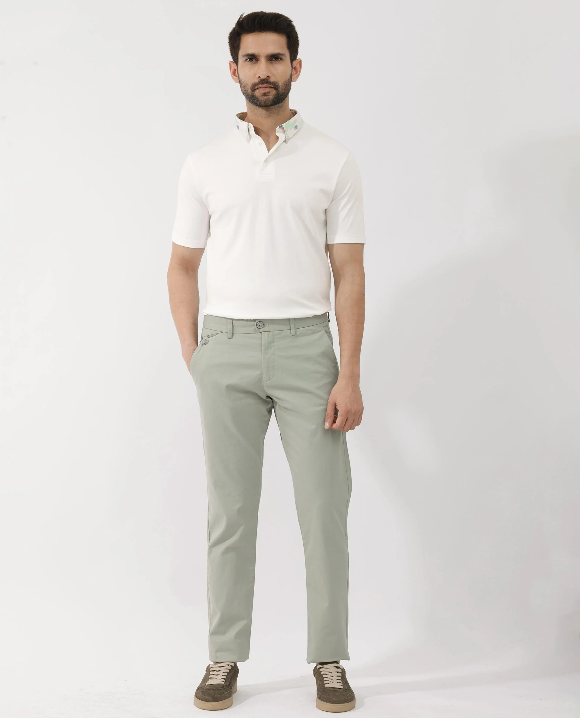 Rare Rabbit Men's Ringer2 White Cotton Printed Regular Fit Half Sleeve Polo - Image 5