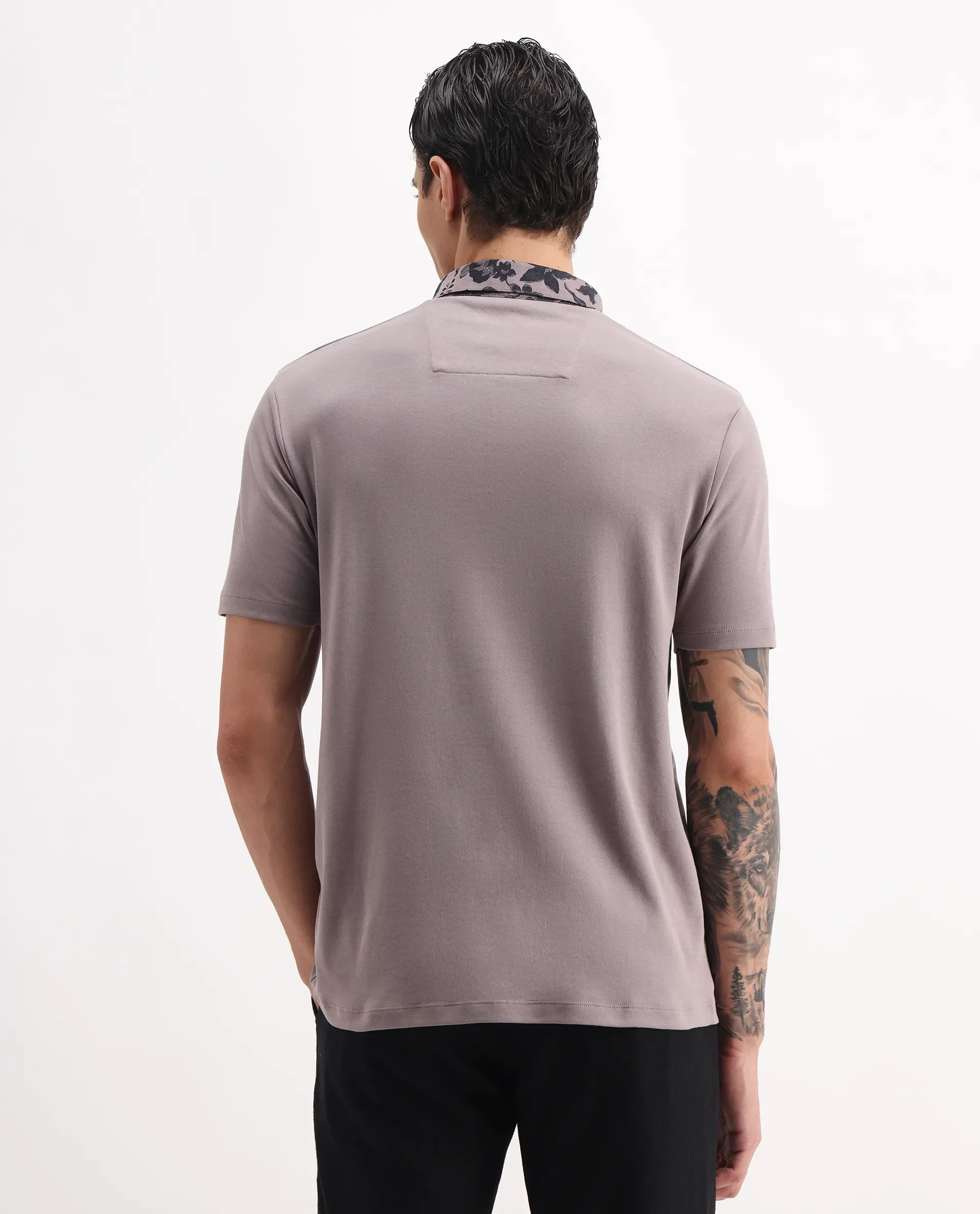 Rare Rabbit Men's Ringer-A25 Dusky Pink Cotton Plain Regular Fit Half Sleeve Polo - Image 6