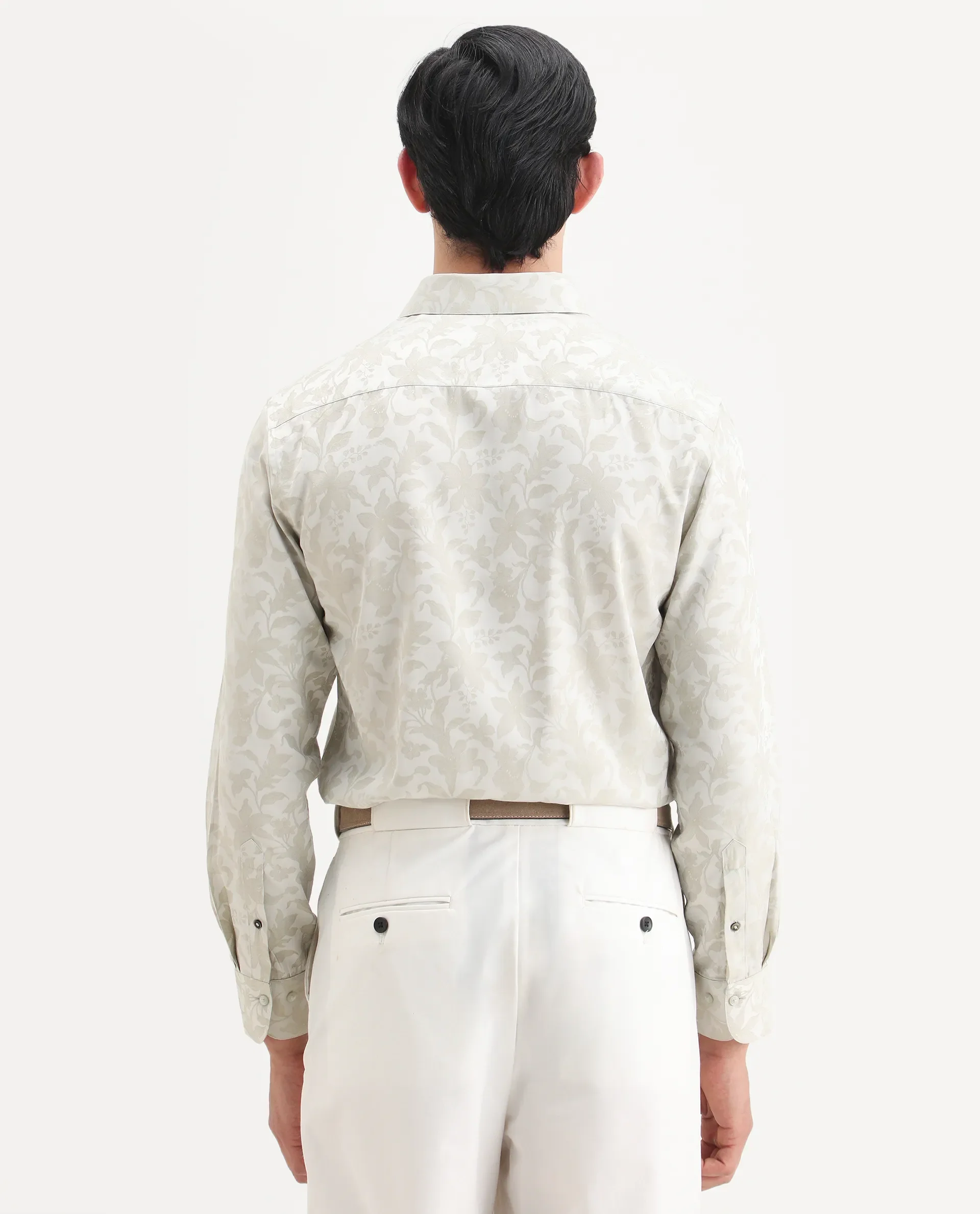 Rare Rabbit Men's Ringer Ls 26 Pastel Green Polyester Blend Fabric Full Sleeve Spread Collar Regular Fit Jacquard Shirt - Image 7