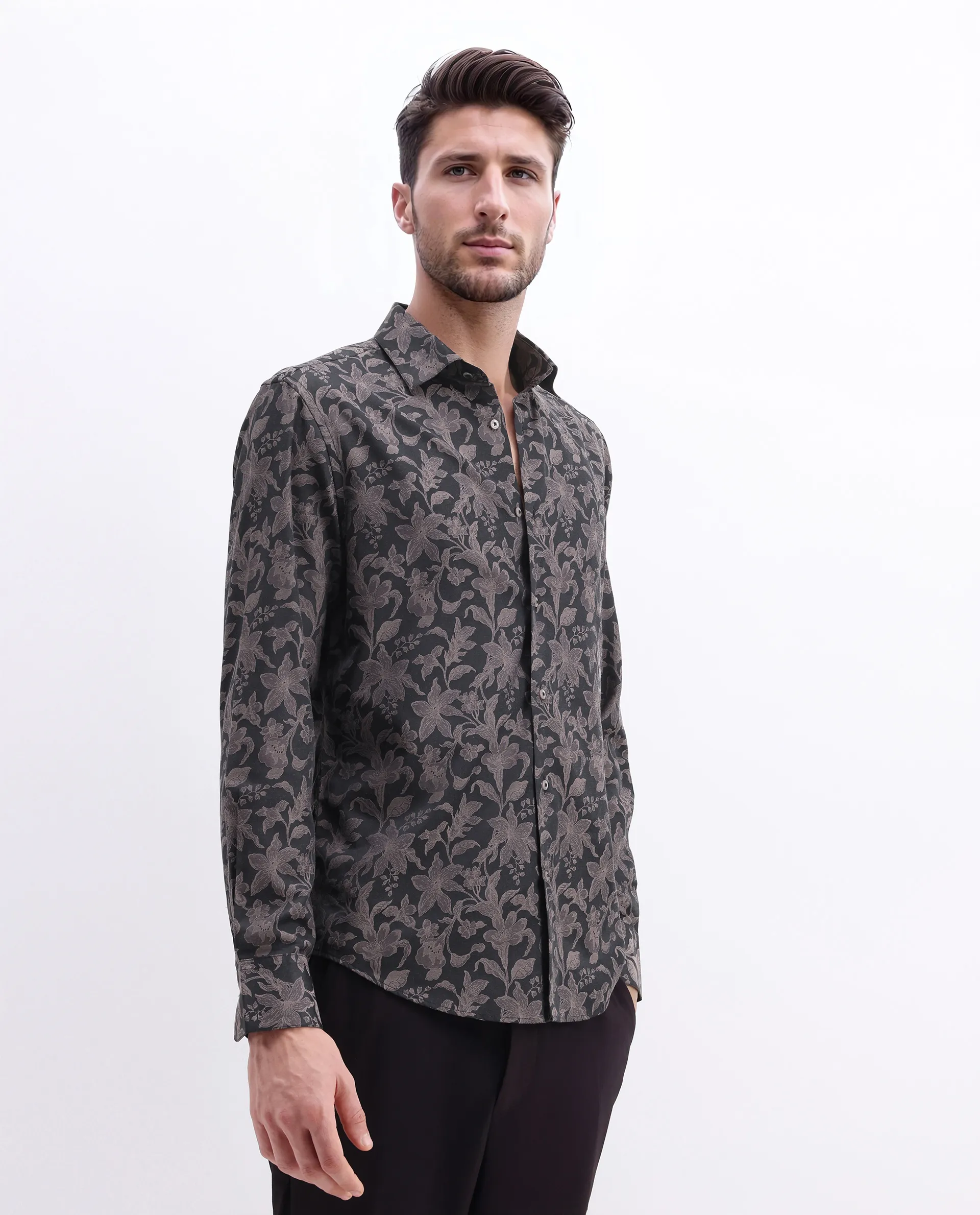 Rare Rabbit Men's Ringer-S Dusky Pink Cotton Jacquard Regular Fit Full Sleeve Collared Shirt - Image 6