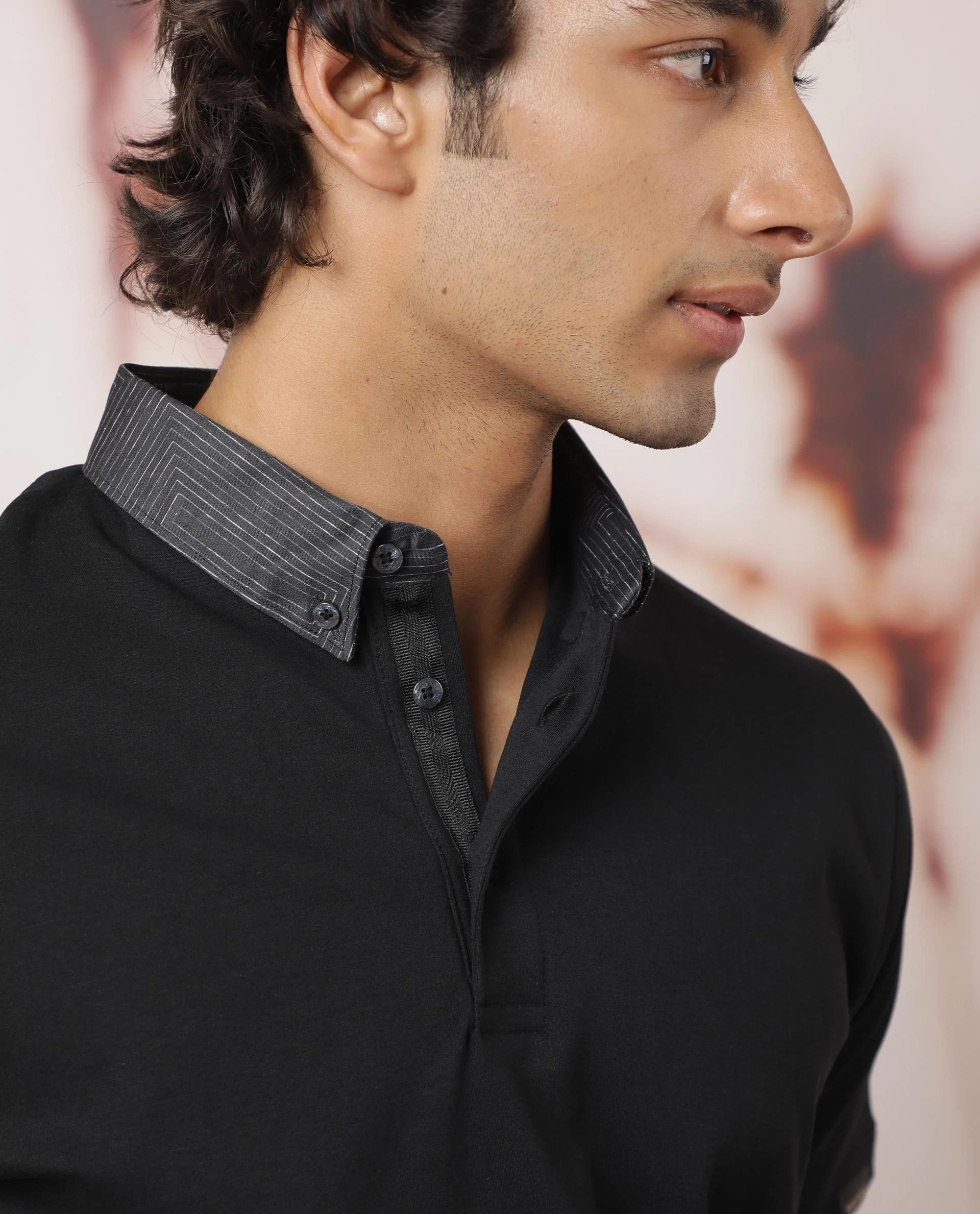 Rare Rabbit Men's Ringers Black Cotton Printed Regular Fit Half Sleeve Polo - Image 8