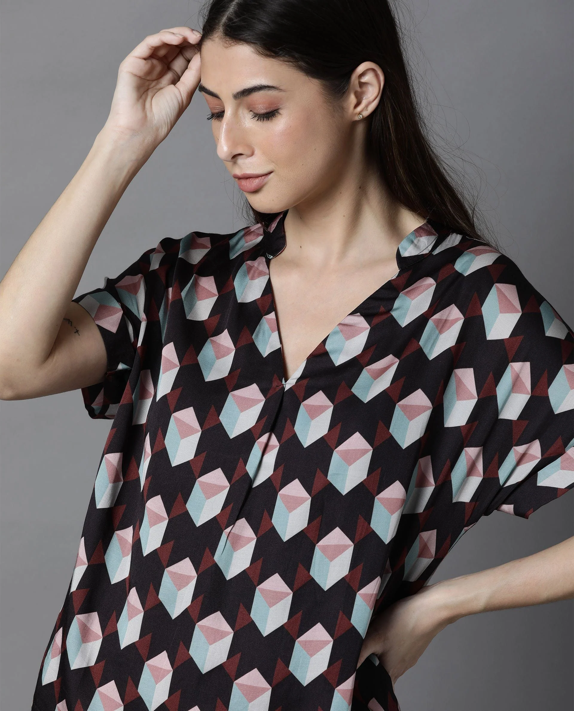 Rareism Women Ringo Brown Top Full Sleeves Printed - Image 2